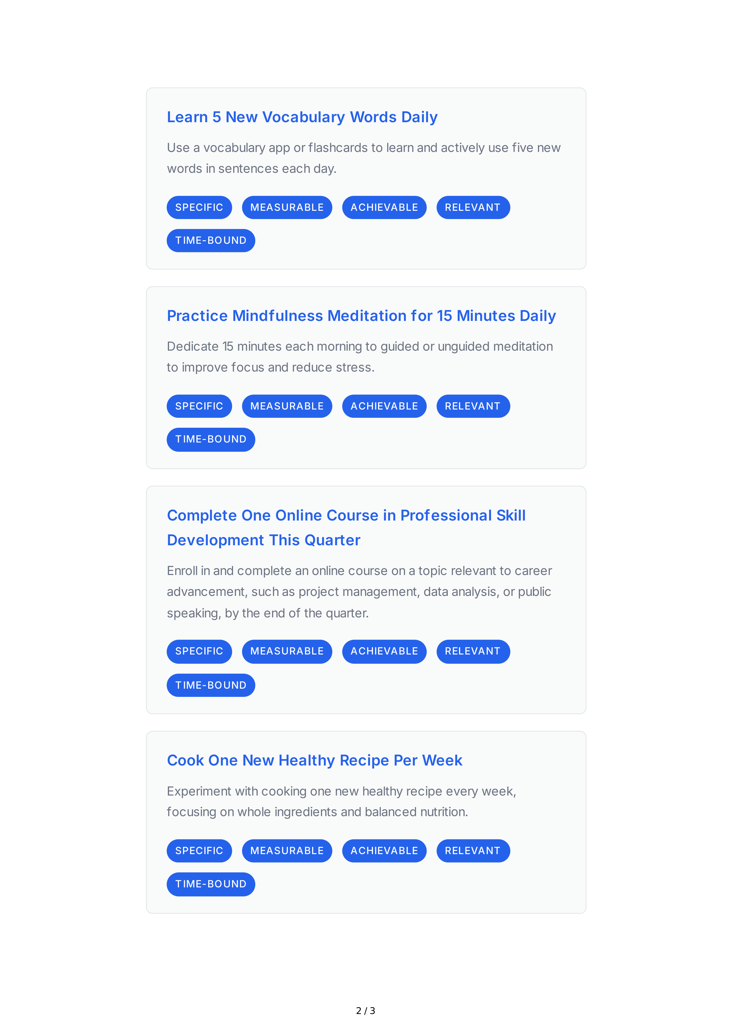 SMART Self-Improvement Goals — page 2