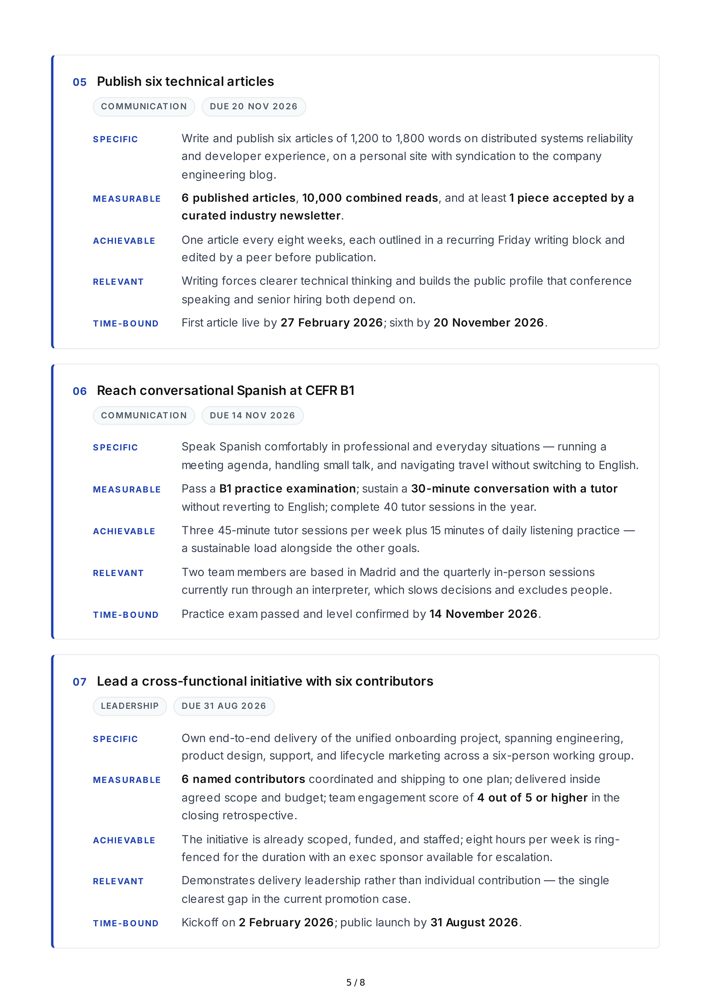 SMART Skill Development Goals — page 5