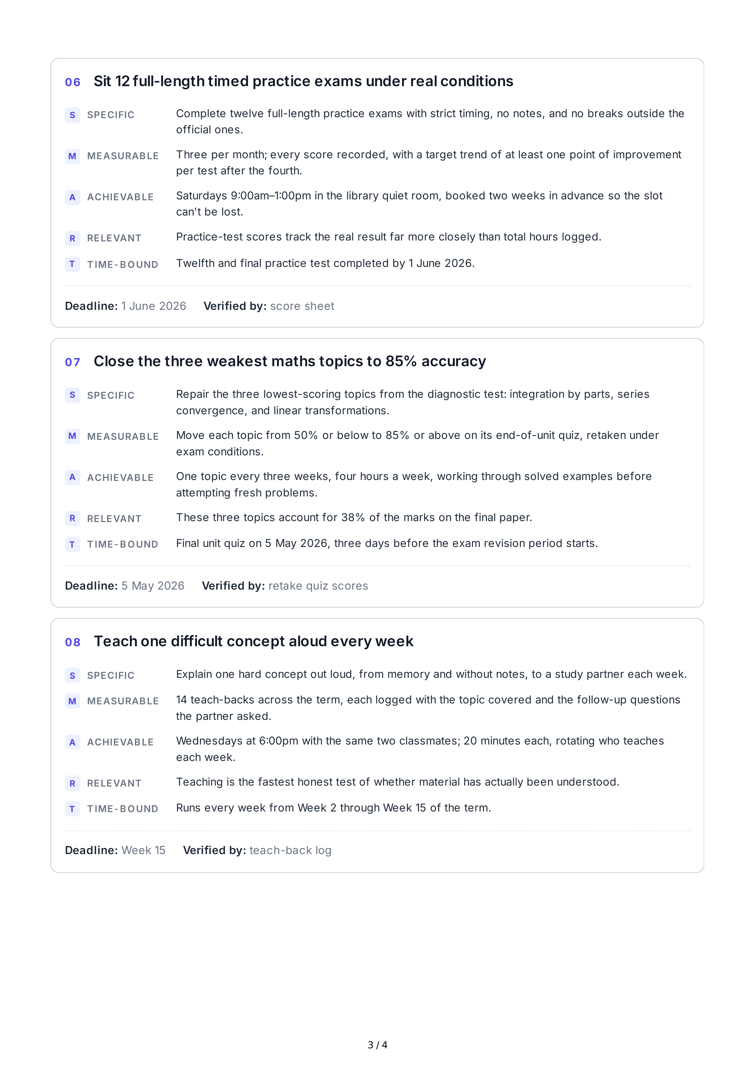 SMART Study Goals — page 3