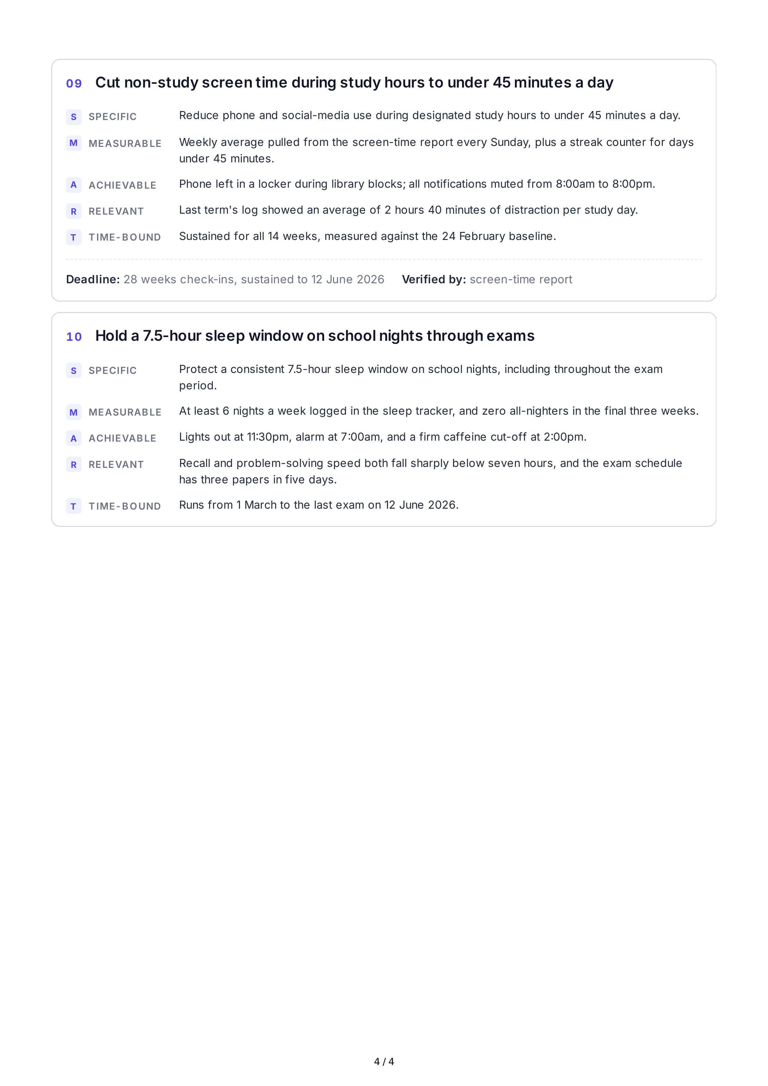 SMART Study Goals — page 4