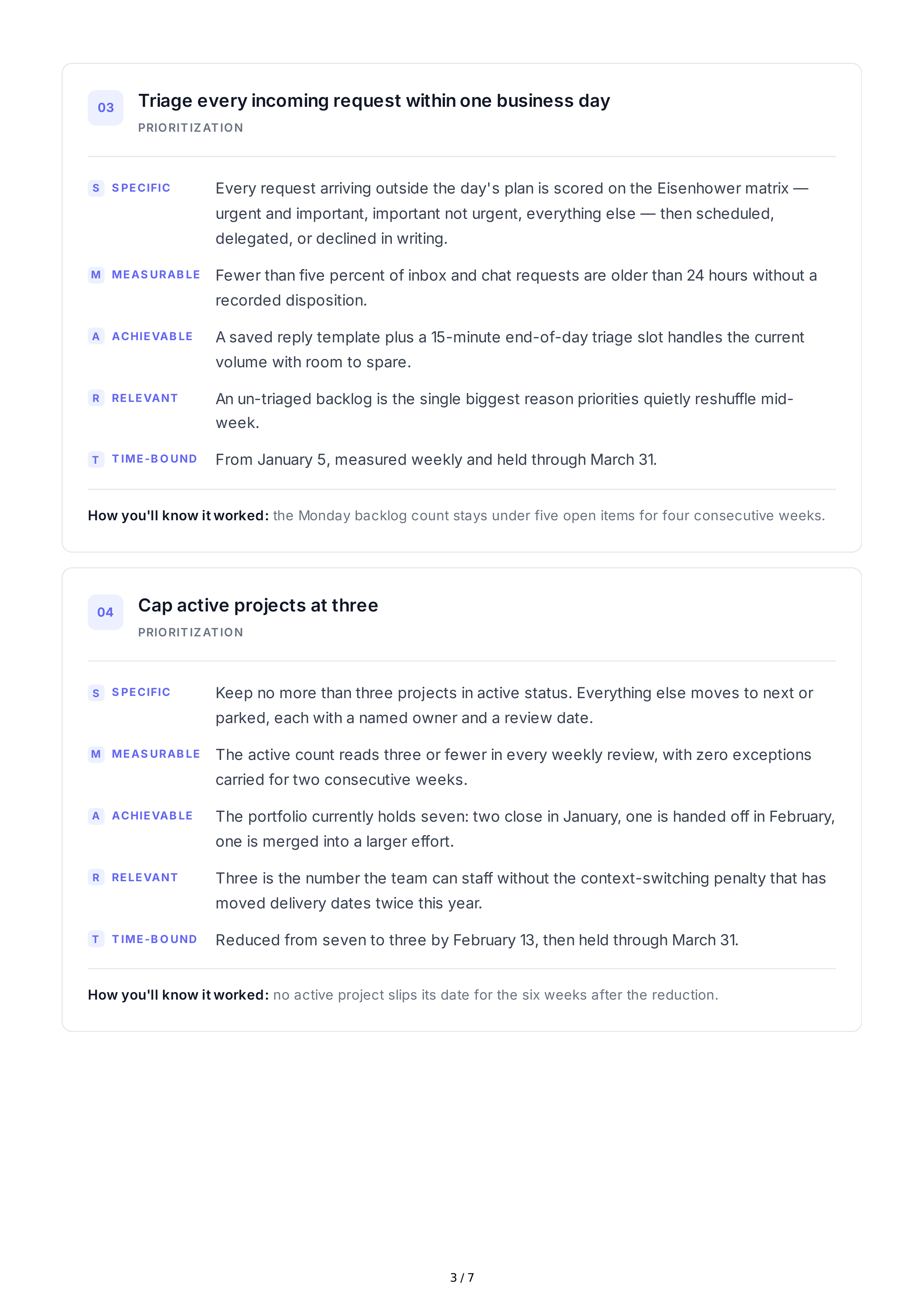 SMART Time Management Goals — page 3