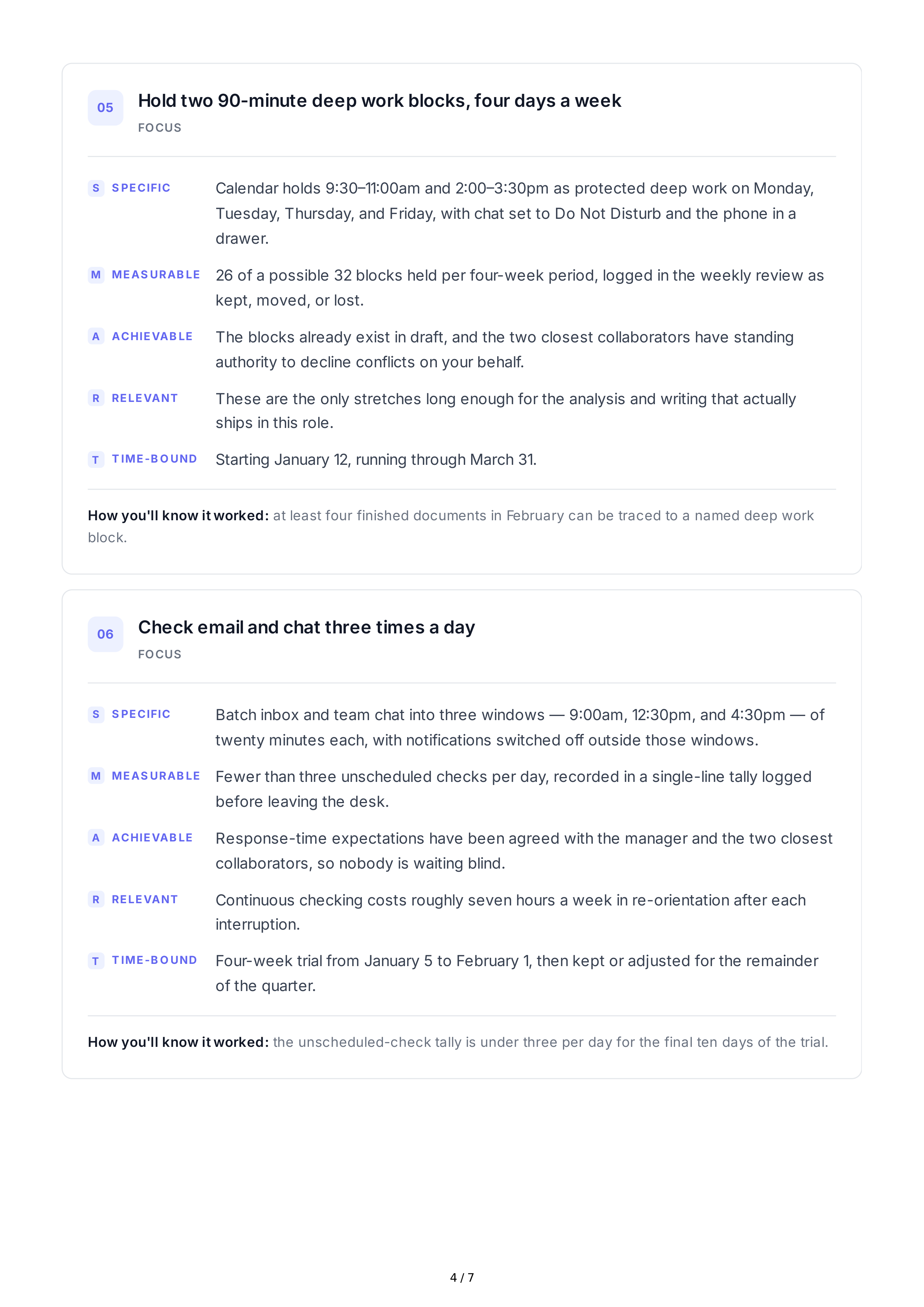 SMART Time Management Goals — page 4