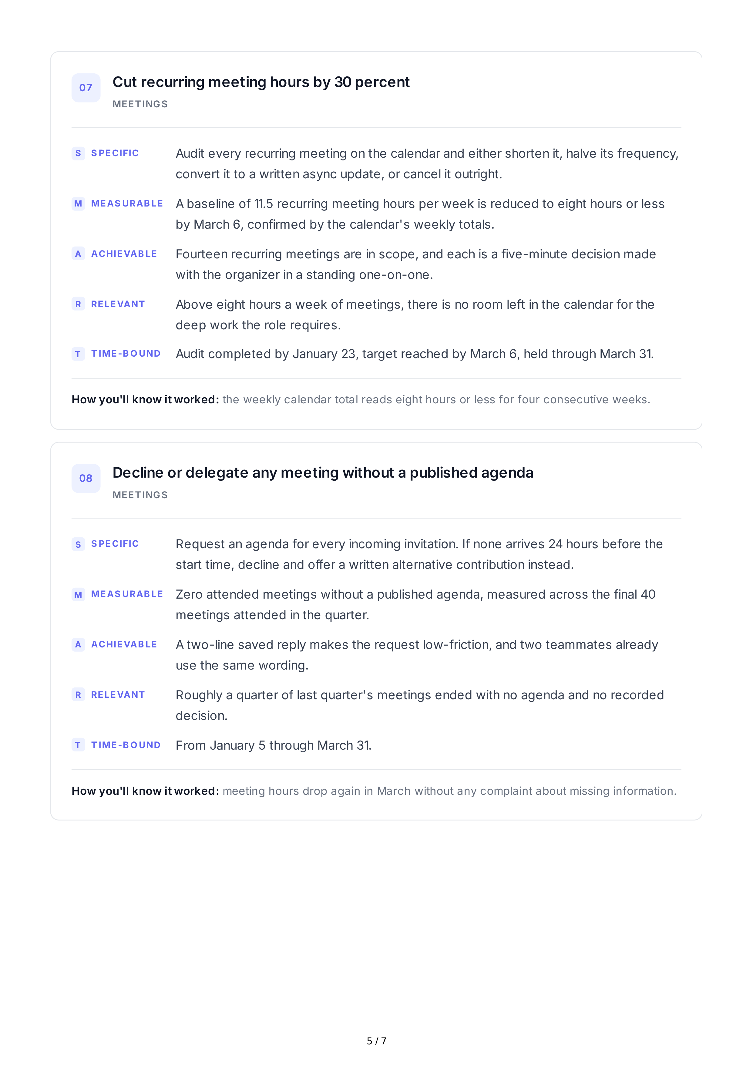 SMART Time Management Goals — page 5
