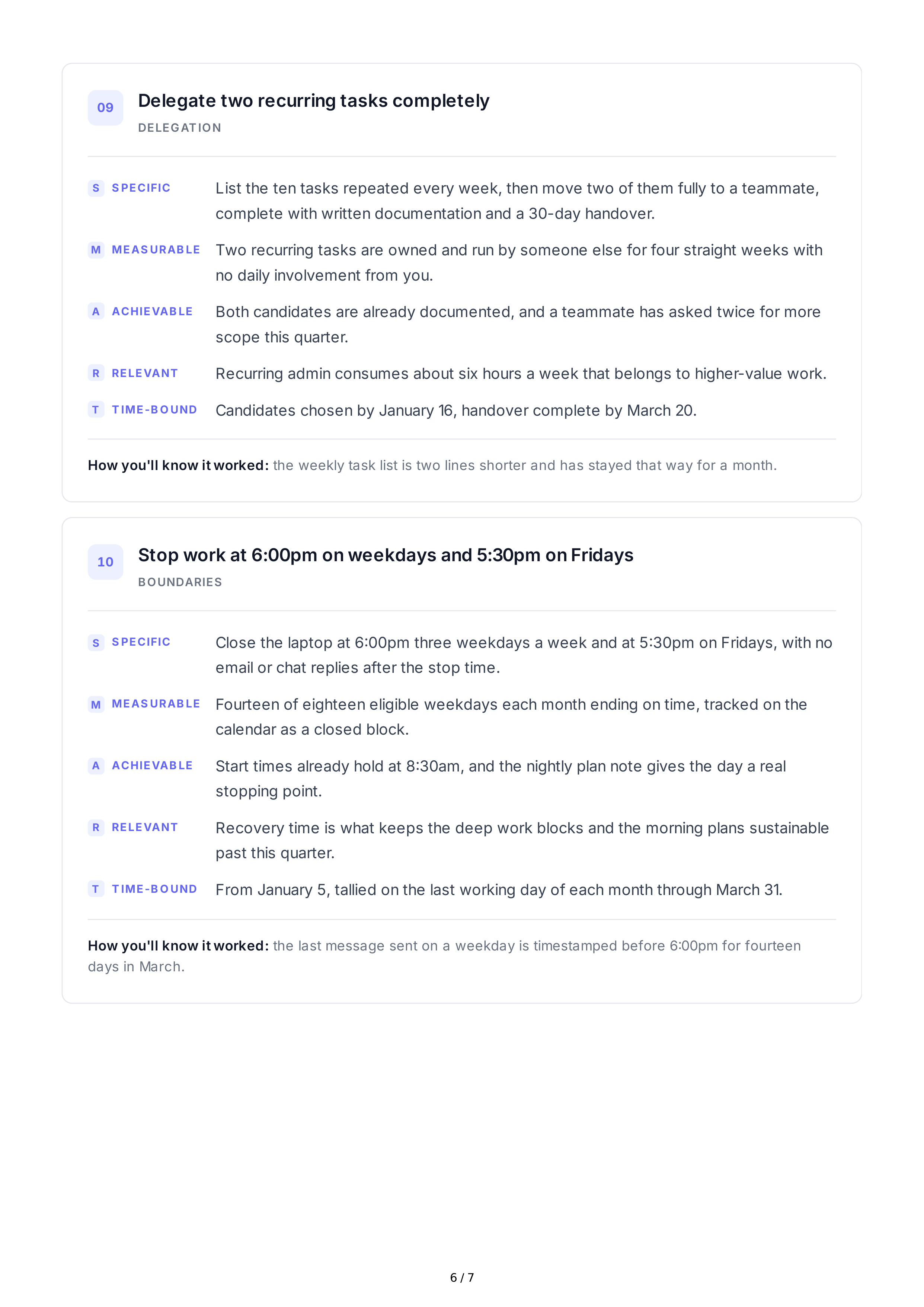SMART Time Management Goals — page 6