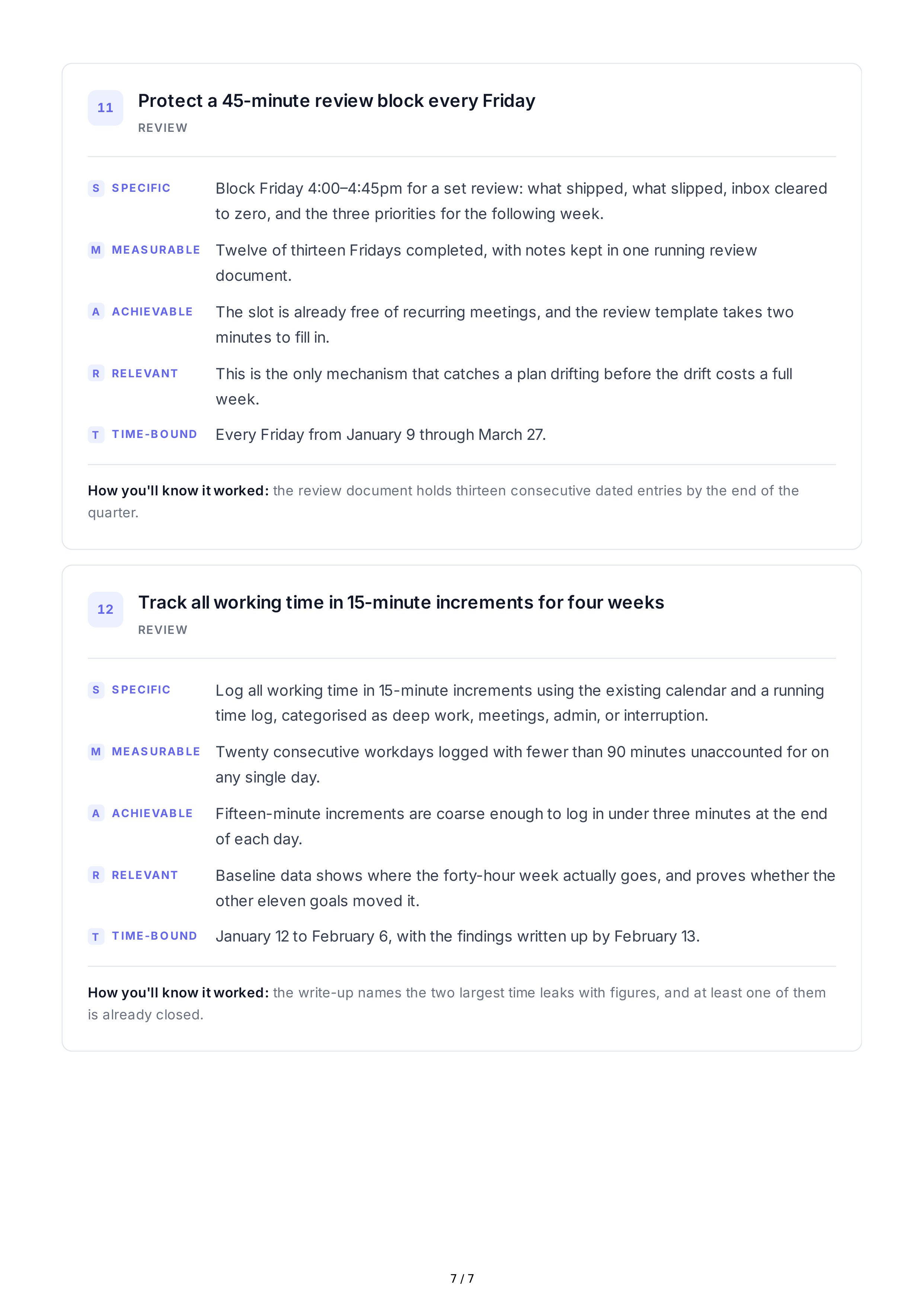 SMART Time Management Goals — page 7