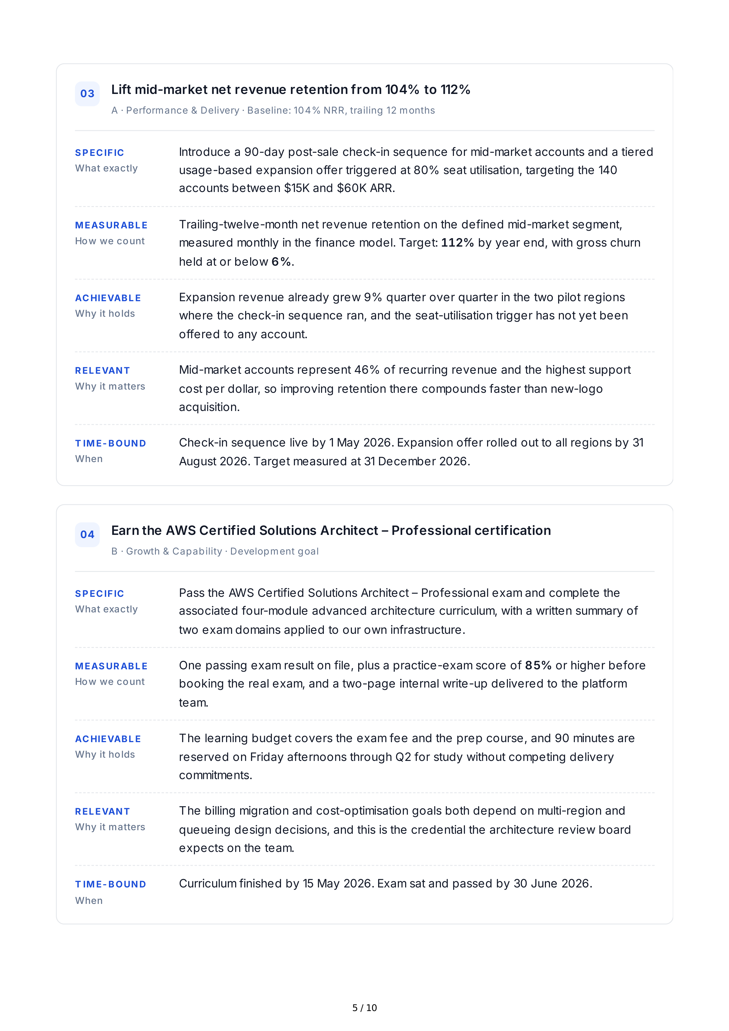 SMART Work Goals — page 5