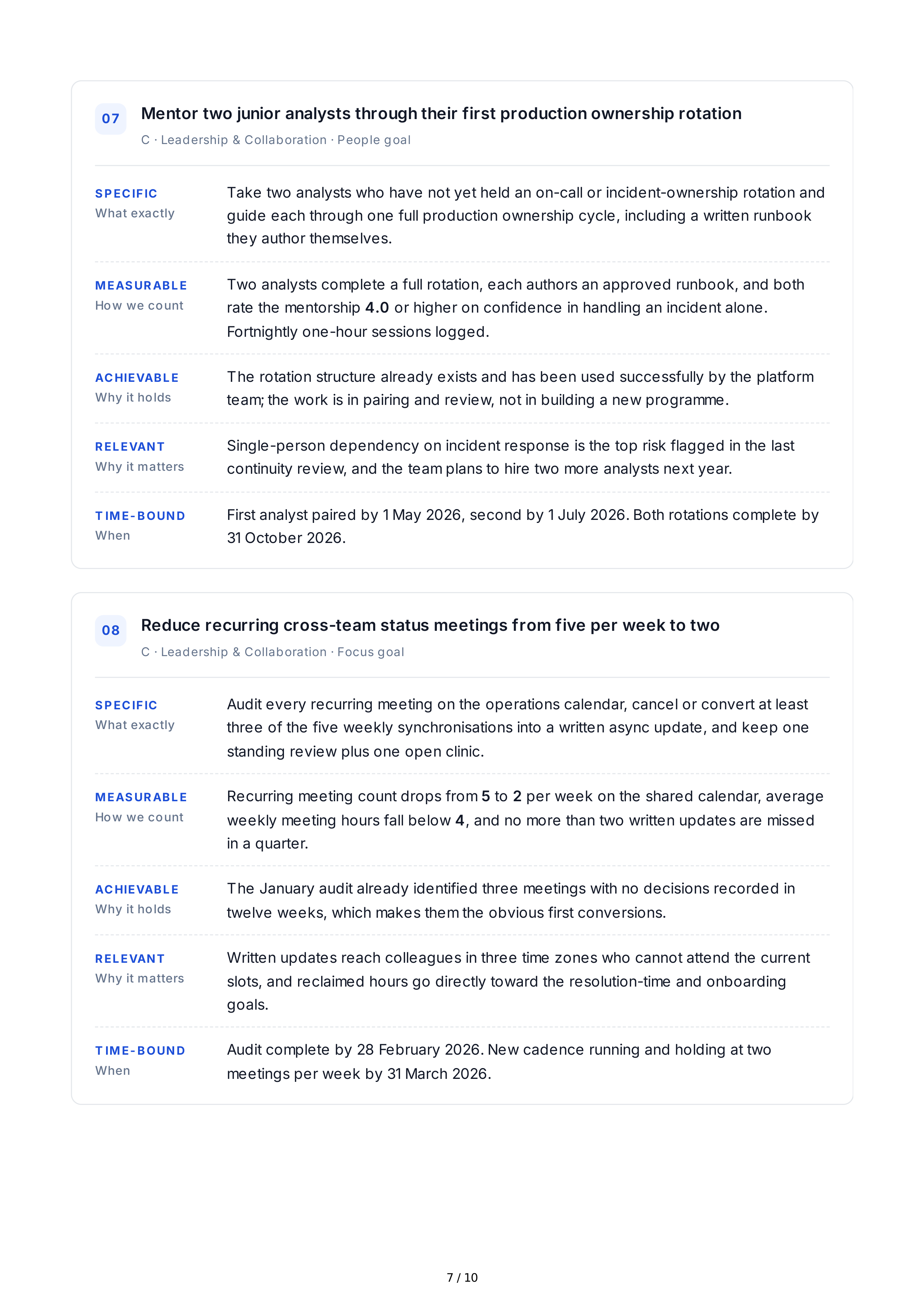 SMART Work Goals — page 7