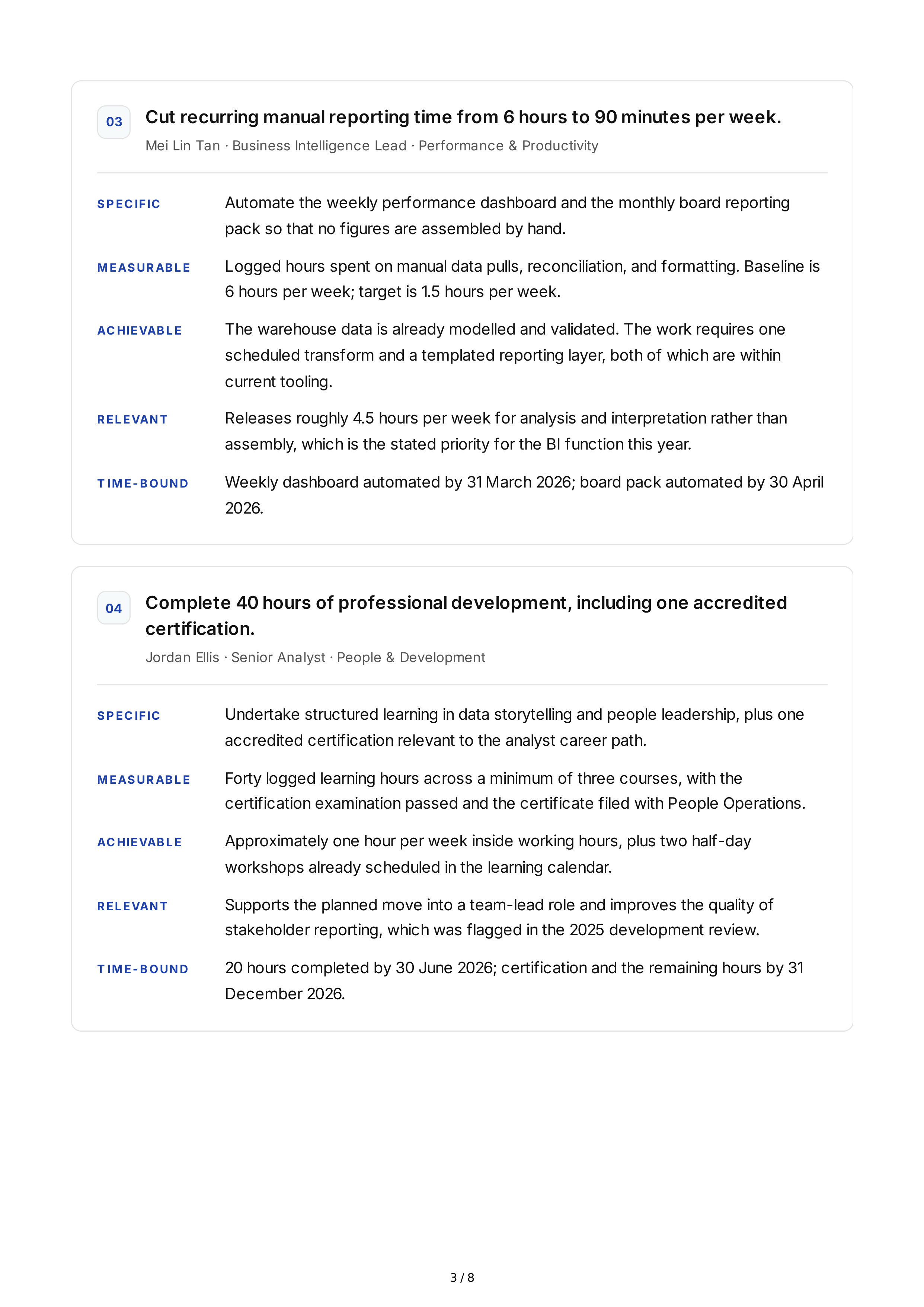 SMART Workplace Goals — page 3
