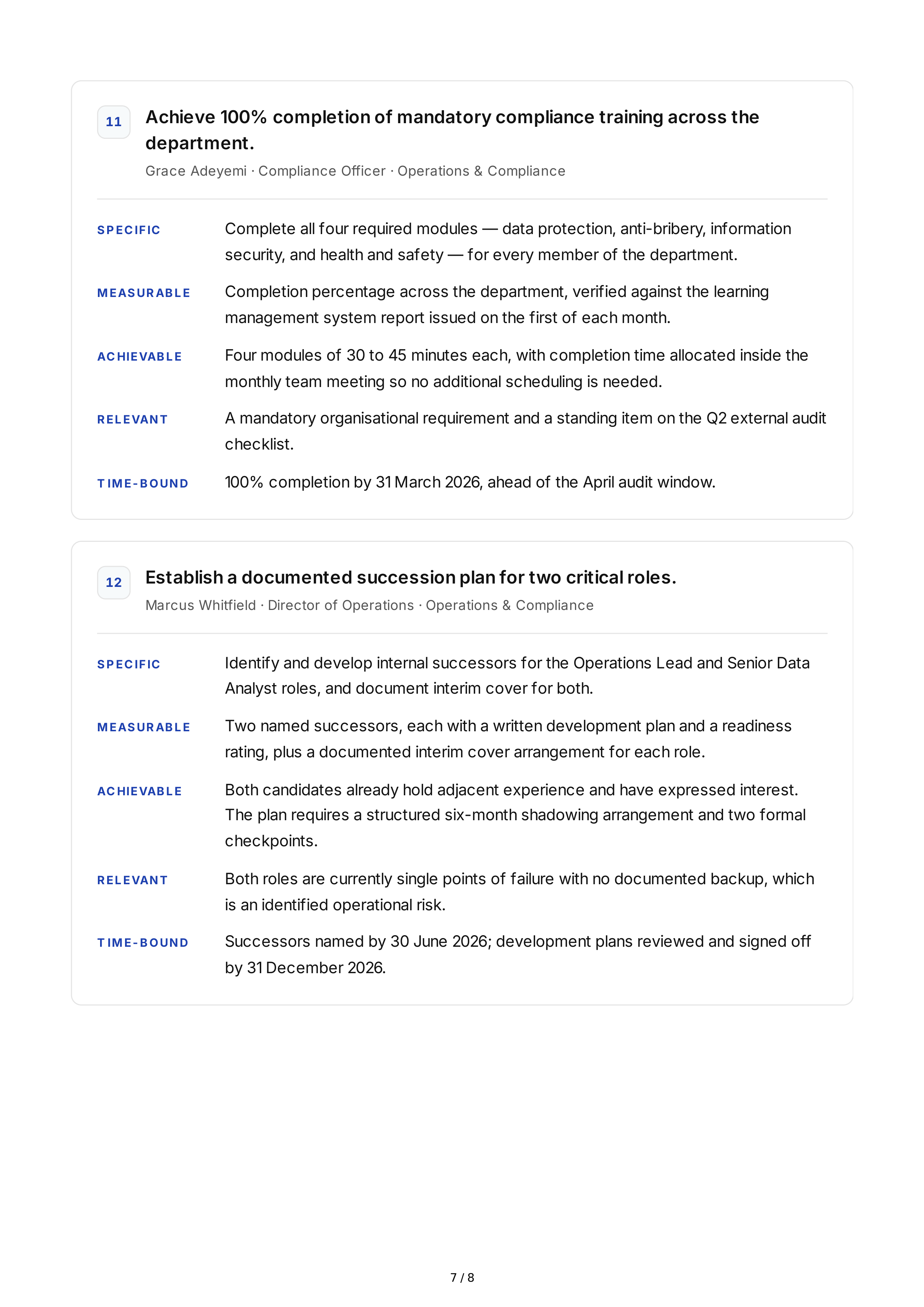 SMART Workplace Goals — page 7