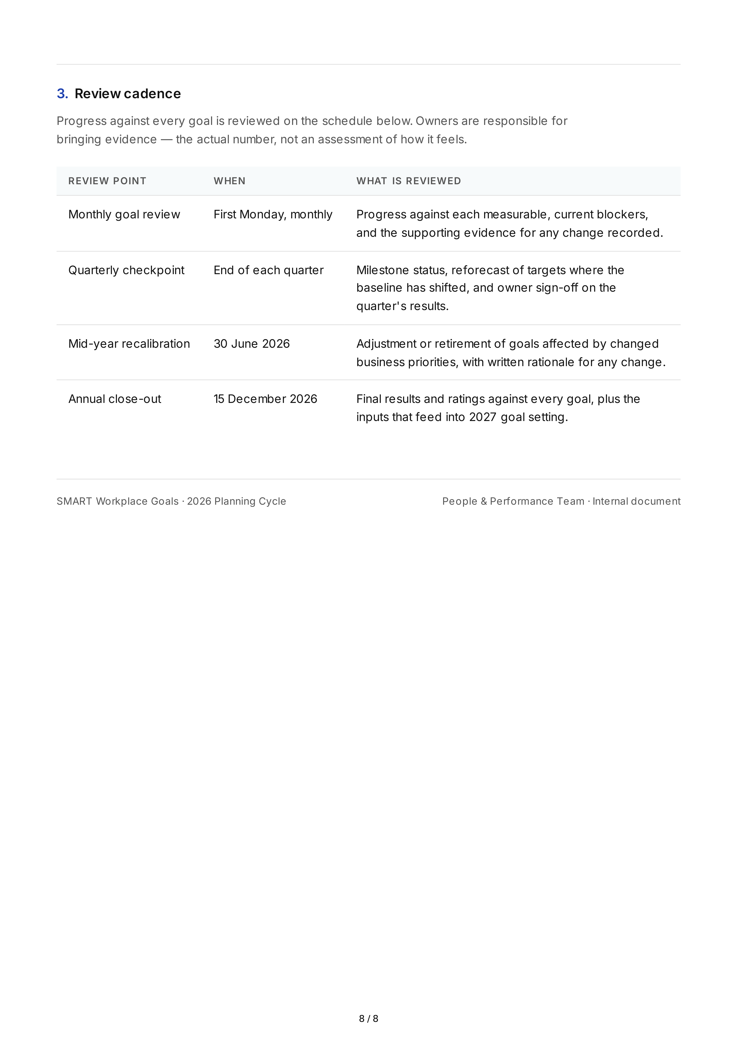 SMART Workplace Goals — page 8