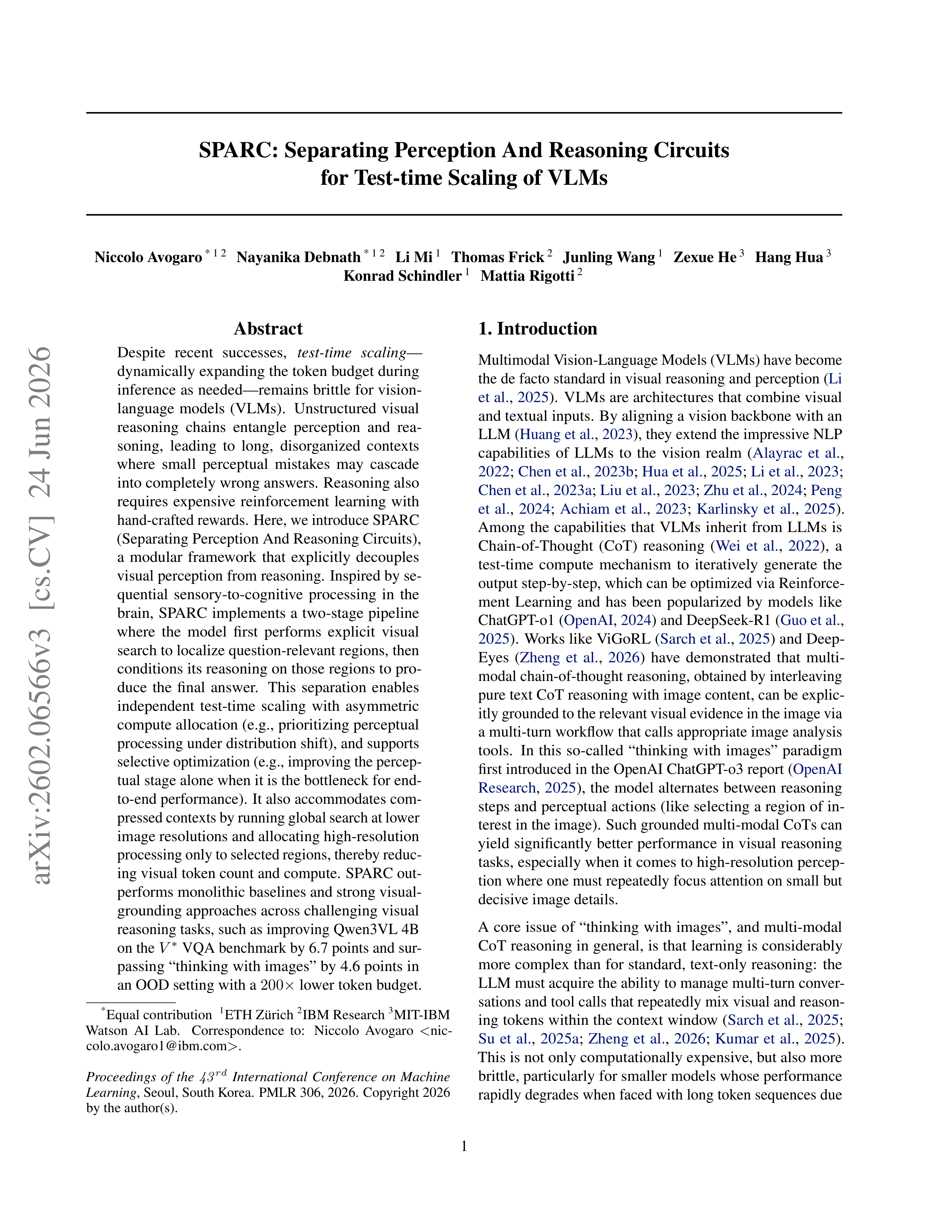 SPARC Vision-Language Model Research Paper by IBM — page 1