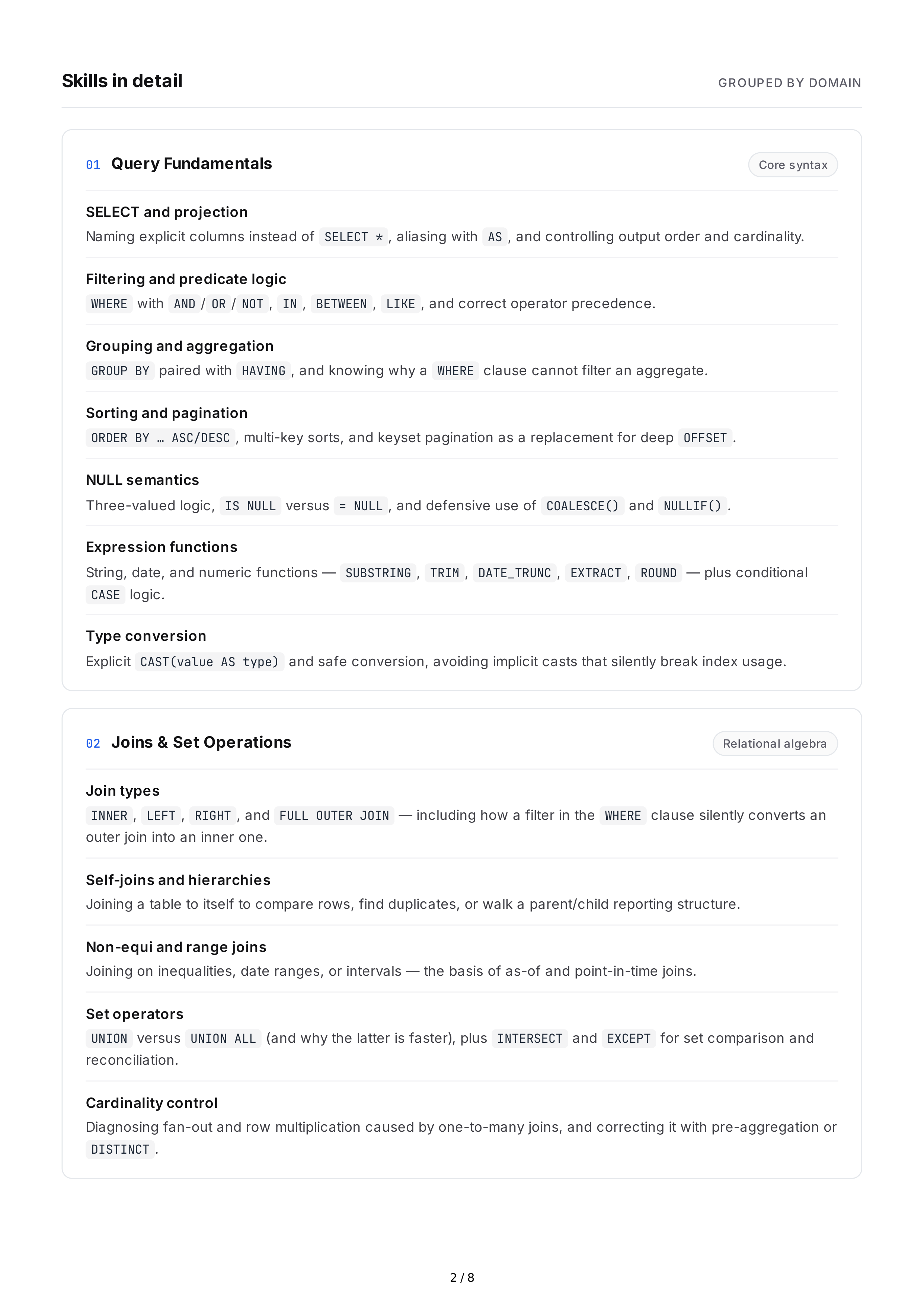 SQL Hard Skills — page 2