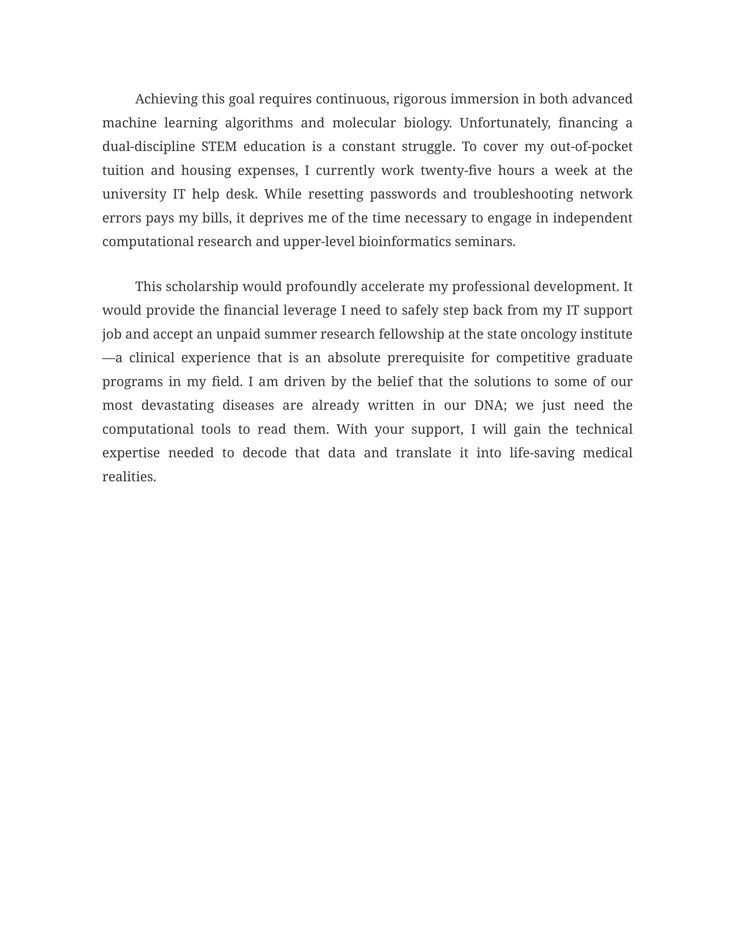 STEM Career Goals Scholarship Essay — page 2