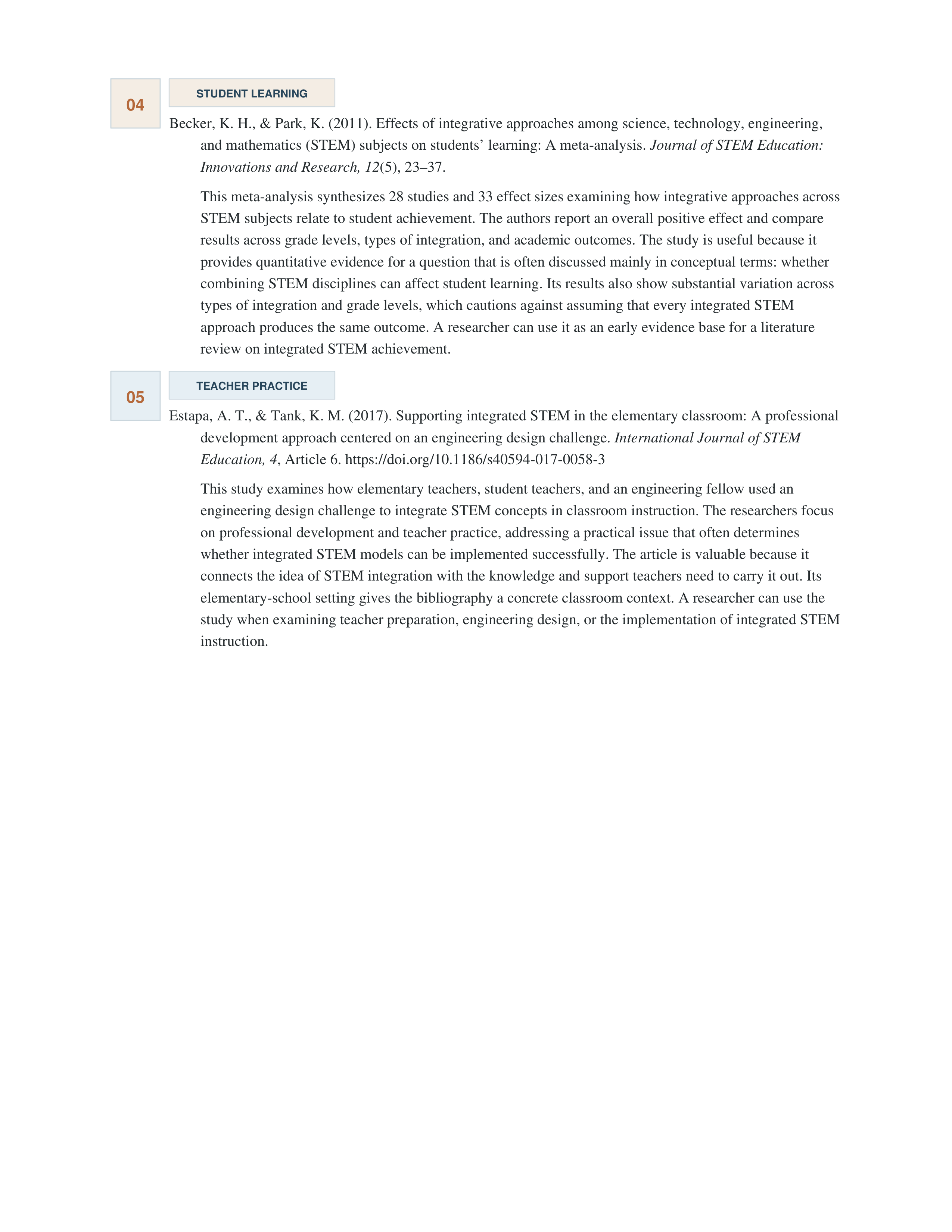 STEM Education Annotated Bibliography — page 2