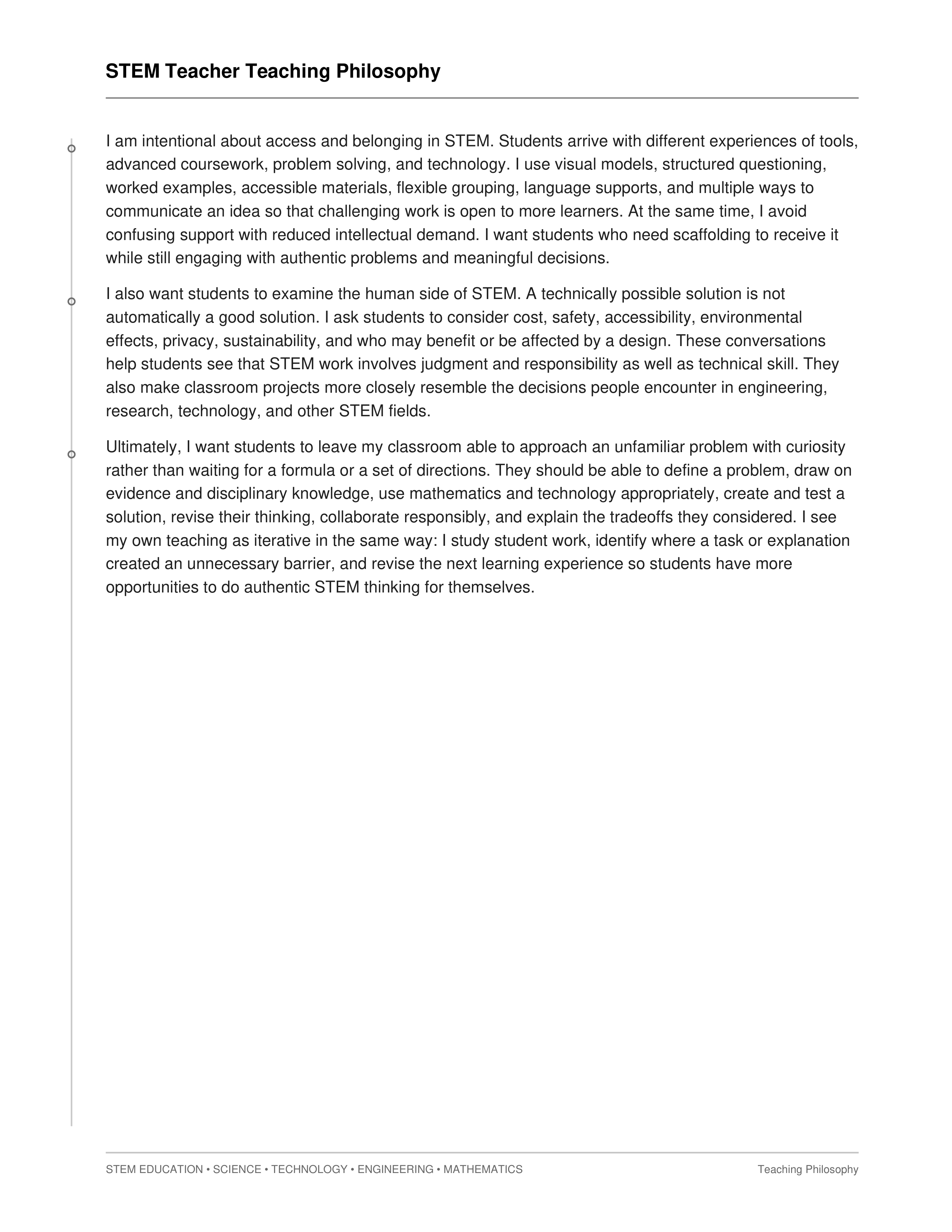 STEM Teacher Teaching Philosophy — page 2