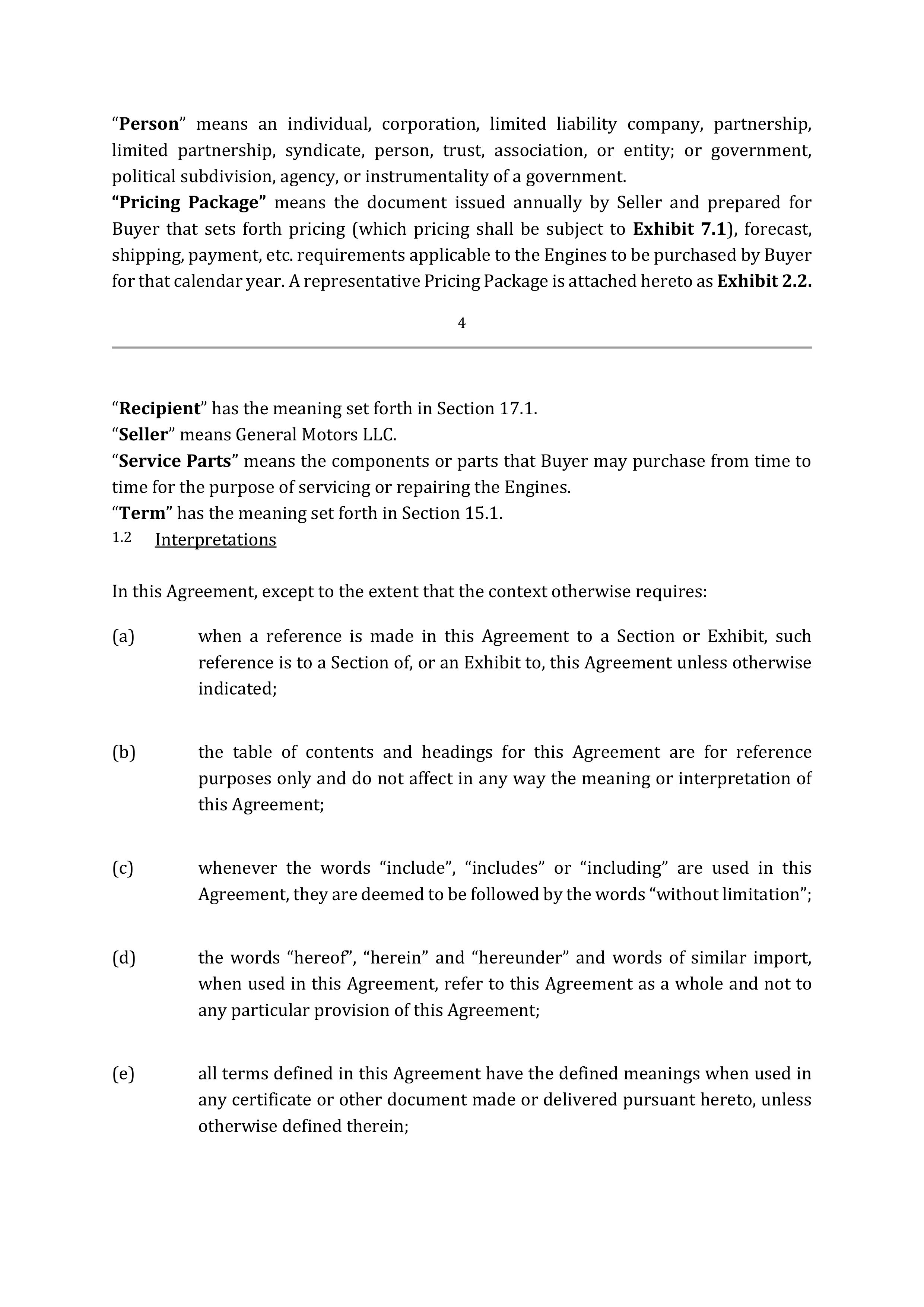 SUPPLY AGREEMENT between Malibu Boats, LLC and General Motors LLC — page 4