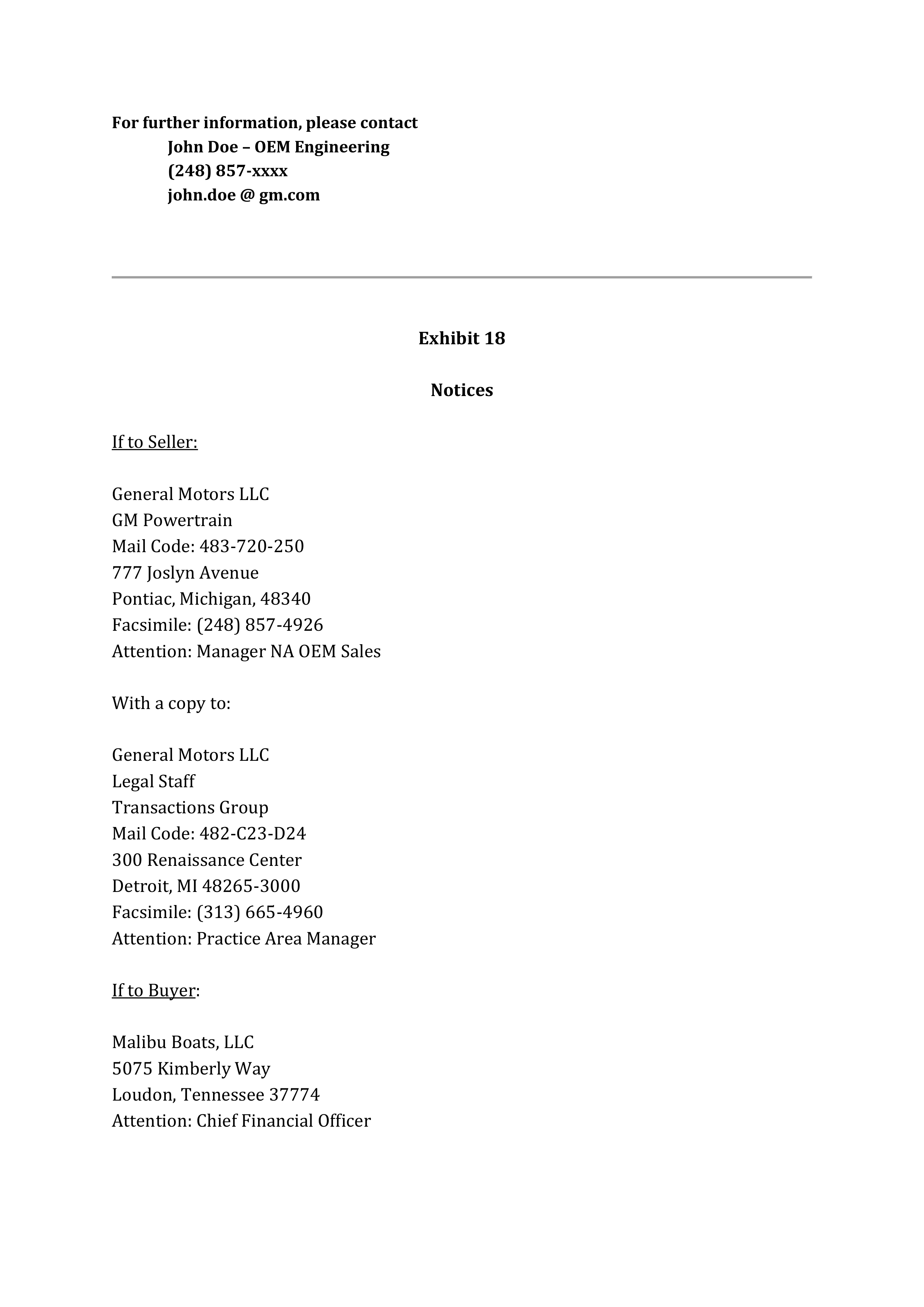 SUPPLY AGREEMENT between Malibu Boats, LLC and General Motors LLC — page 51