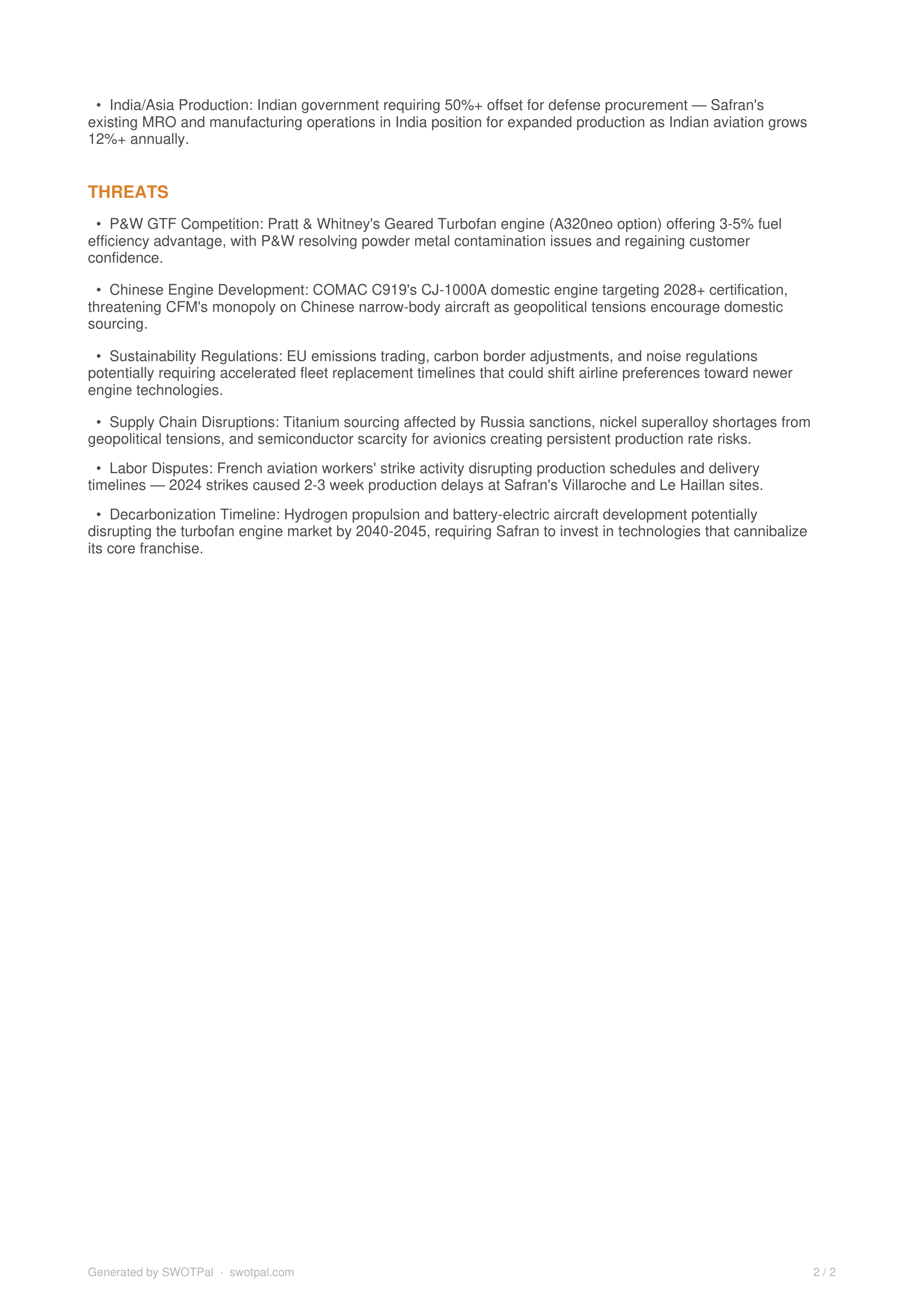 Safran Swot Analysis  — page 2