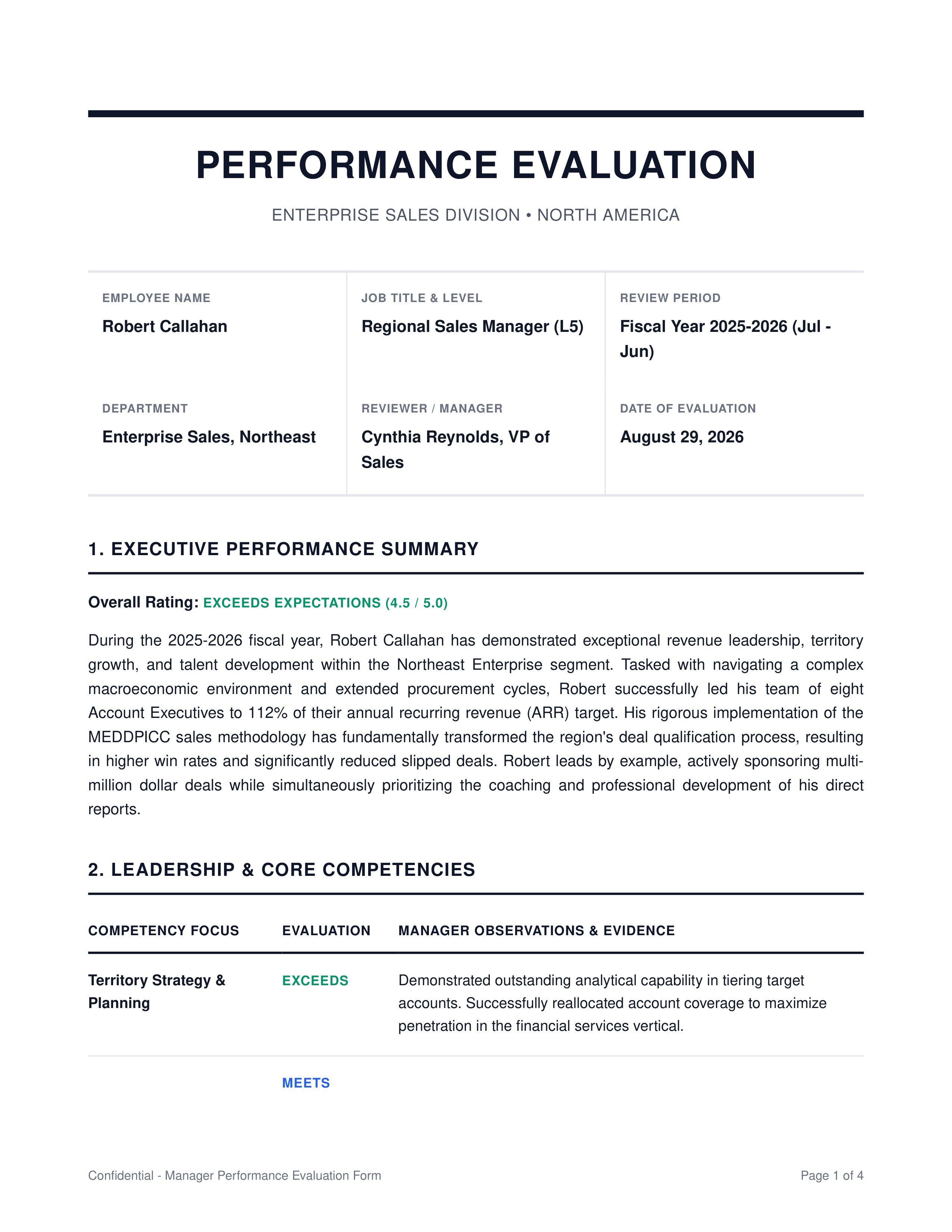 Sales Manager Performance Review — page 1