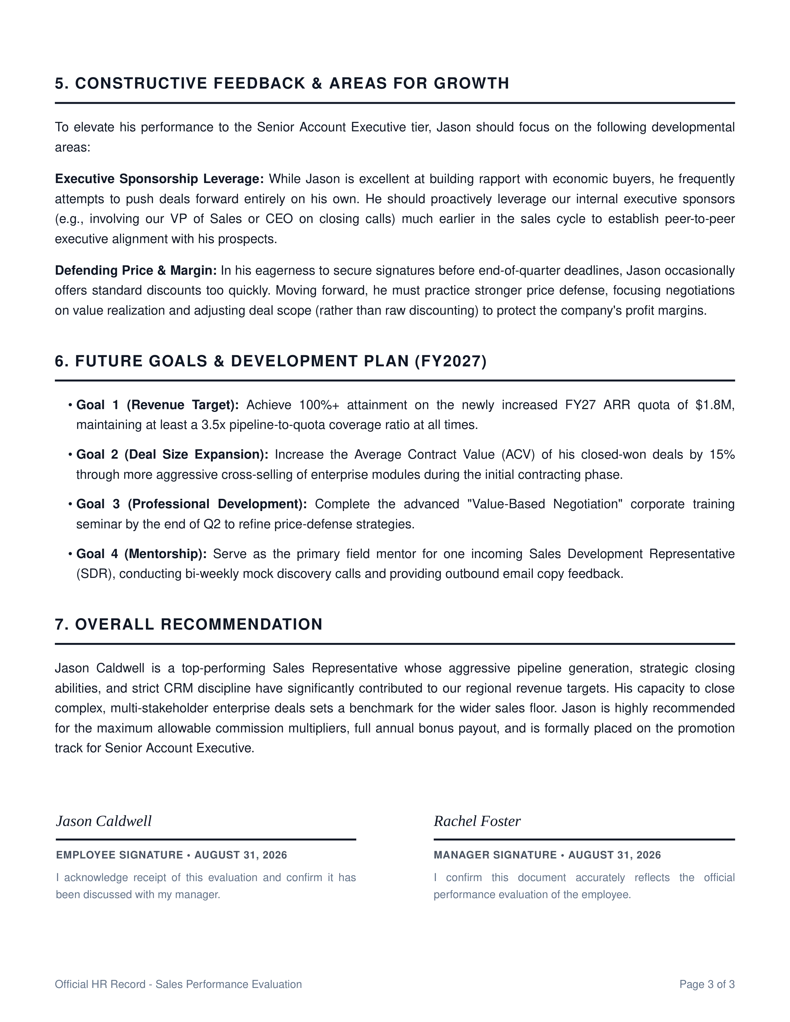 Sales Representative Performance Review — page 3