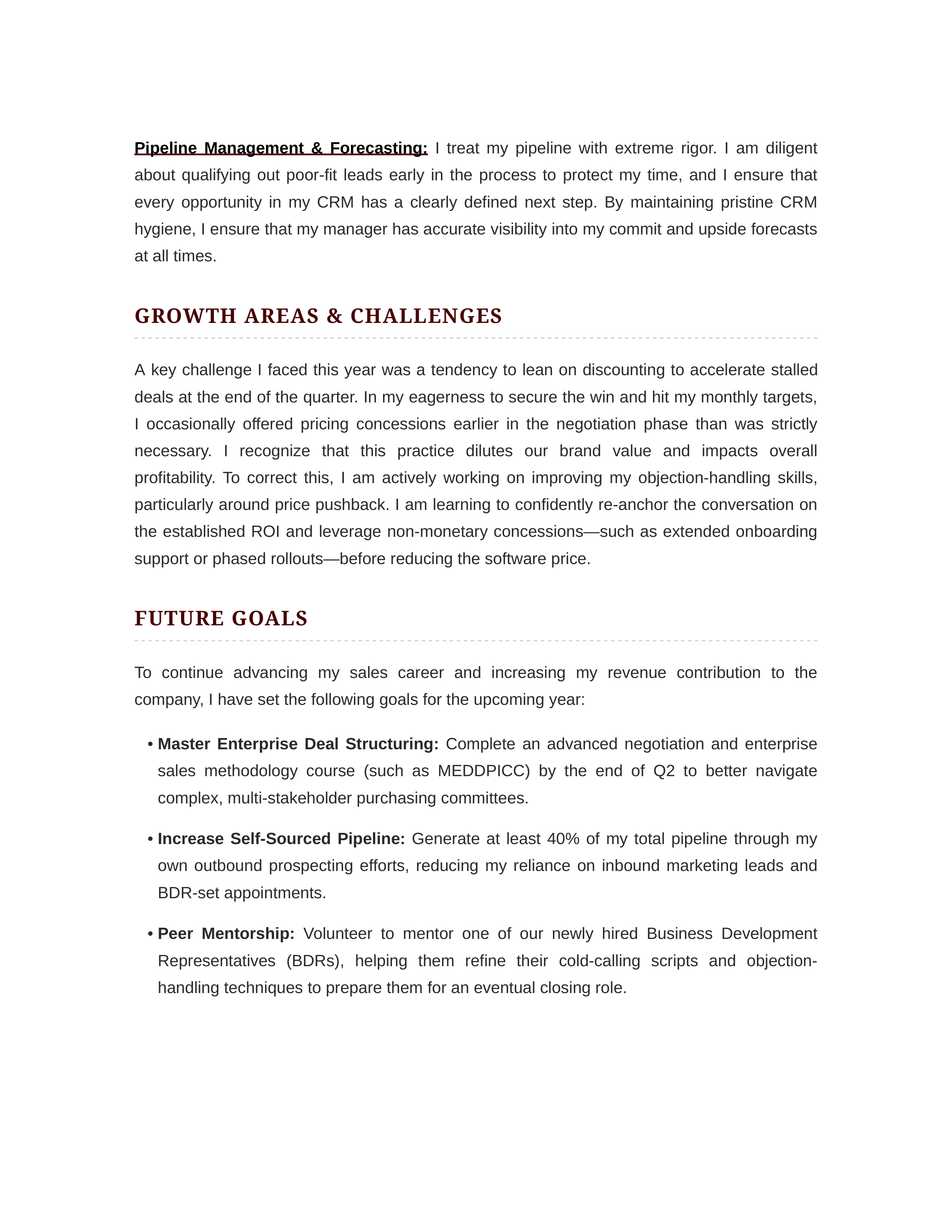 Sales Representative Self Performance Review — page 2