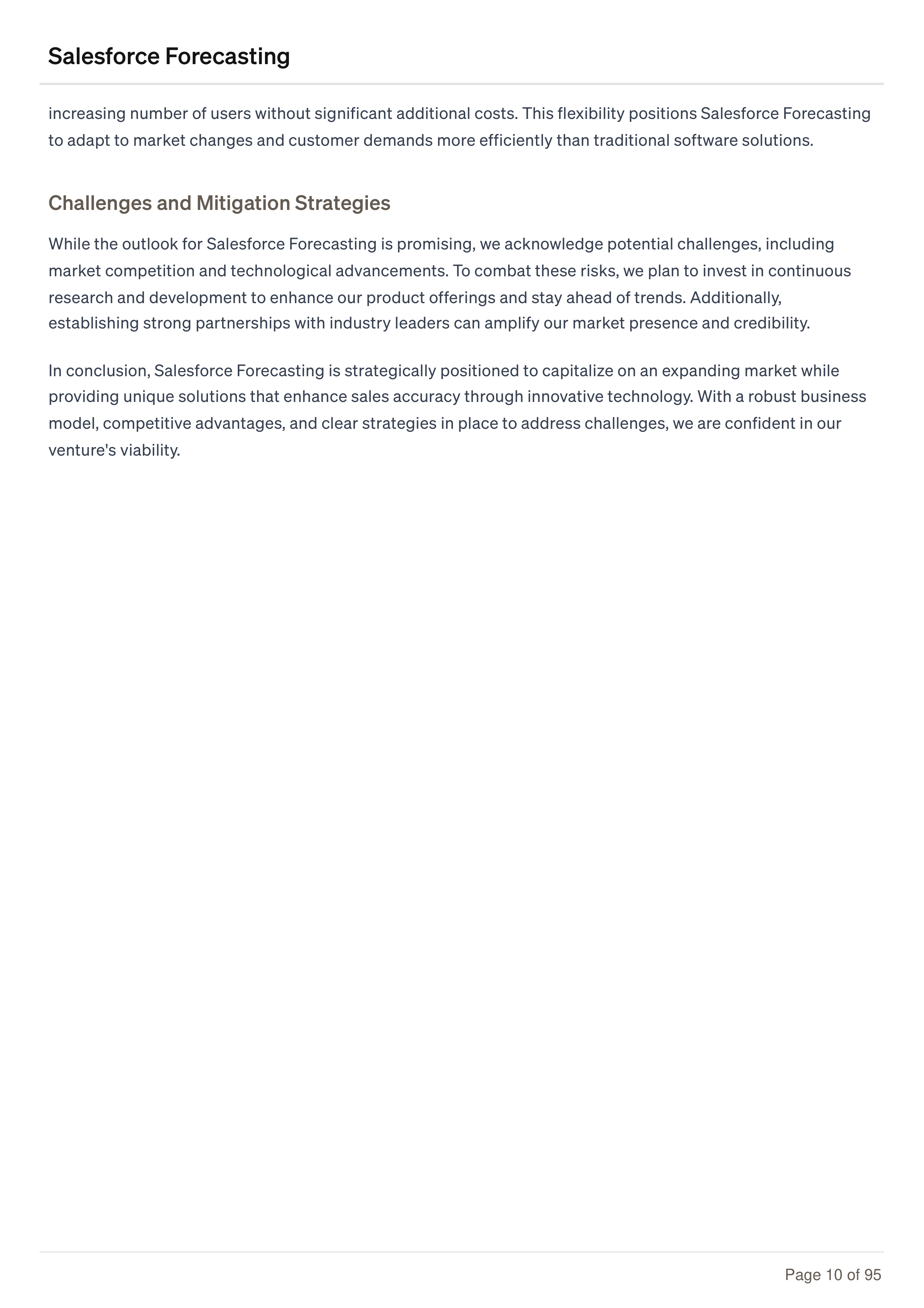 Salesforce Forecasting Business Plan — page 10