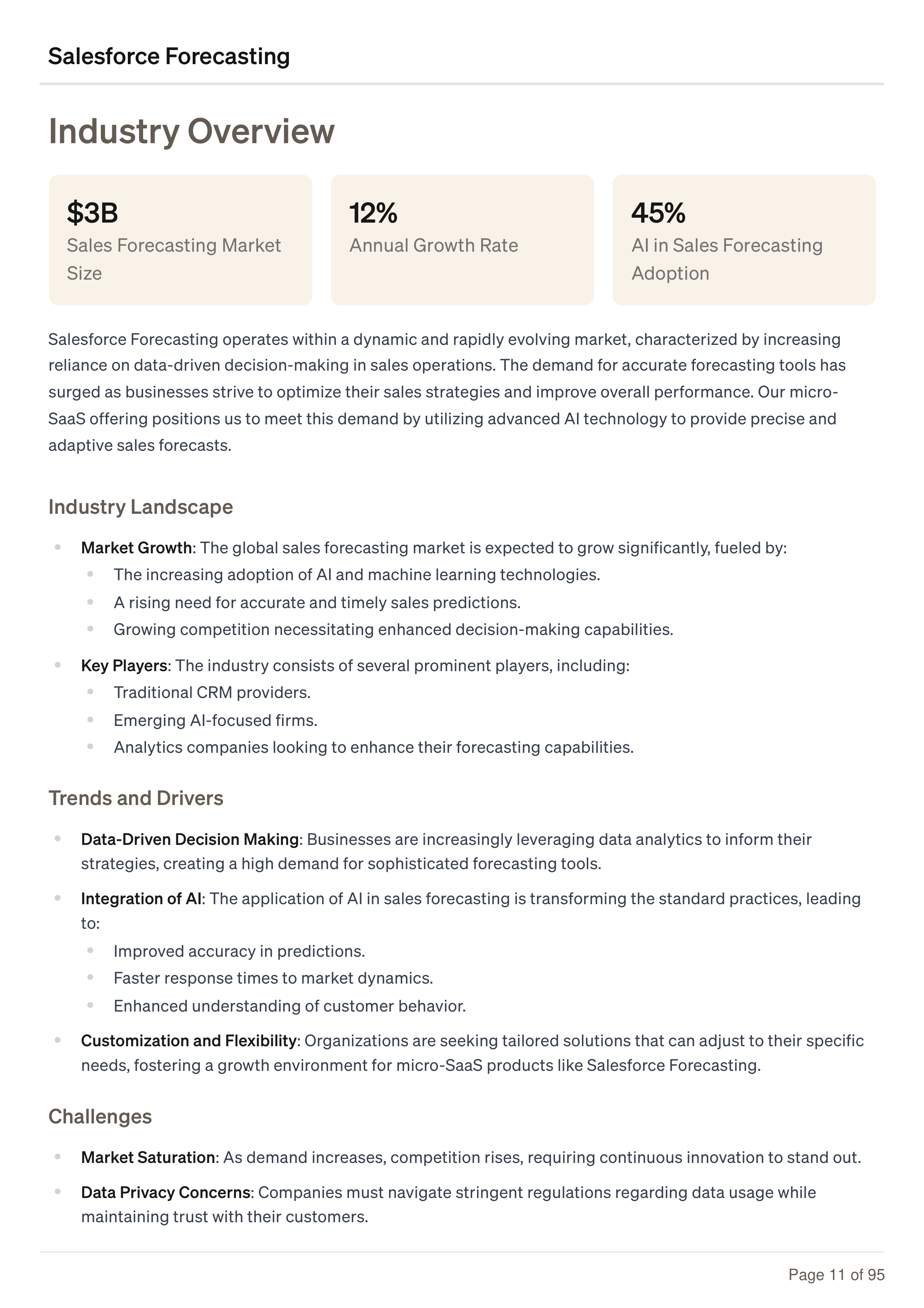 Salesforce Forecasting Business Plan — page 11