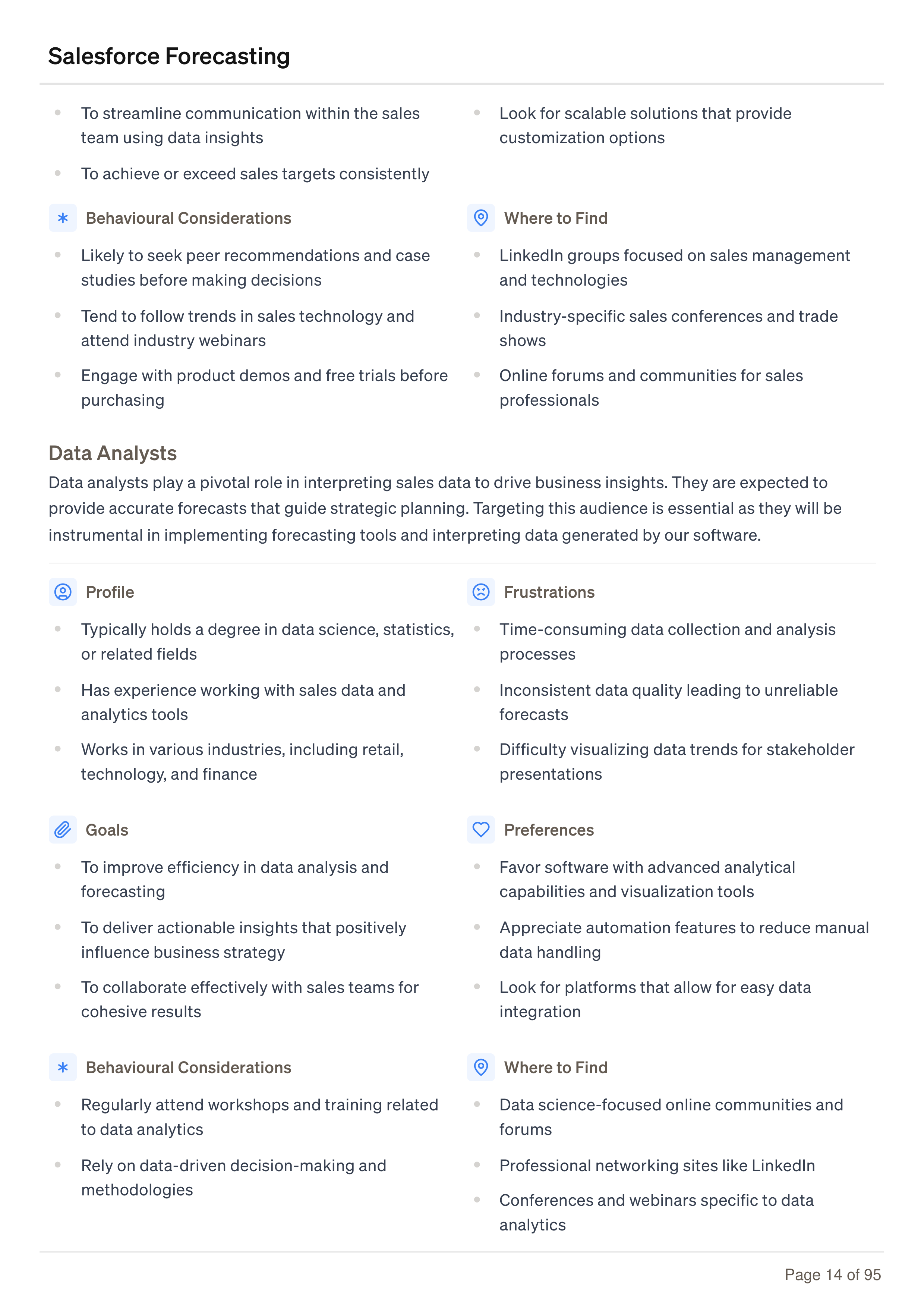 Salesforce Forecasting Business Plan — page 14