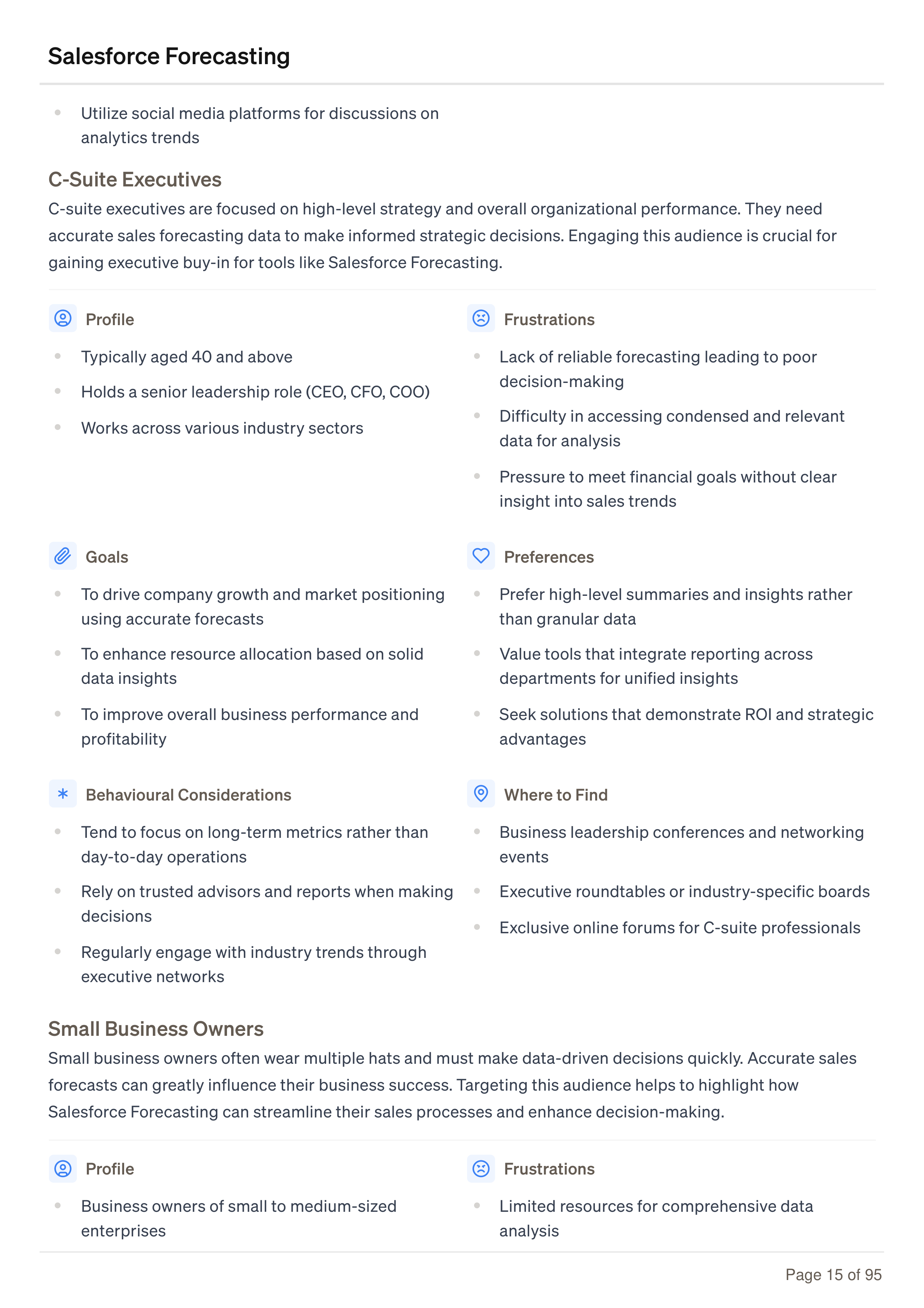Salesforce Forecasting Business Plan — page 15
