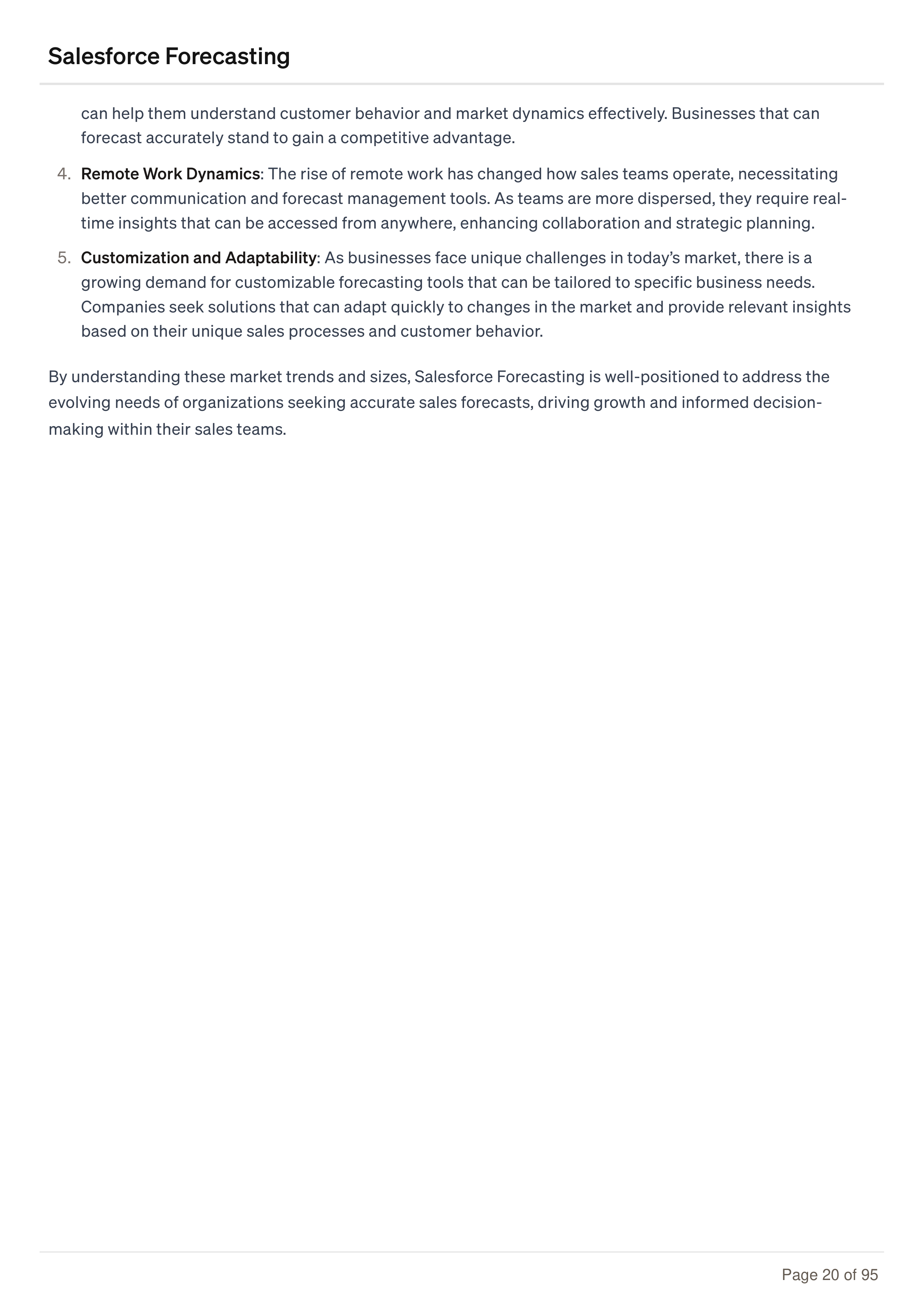 Salesforce Forecasting Business Plan — page 20