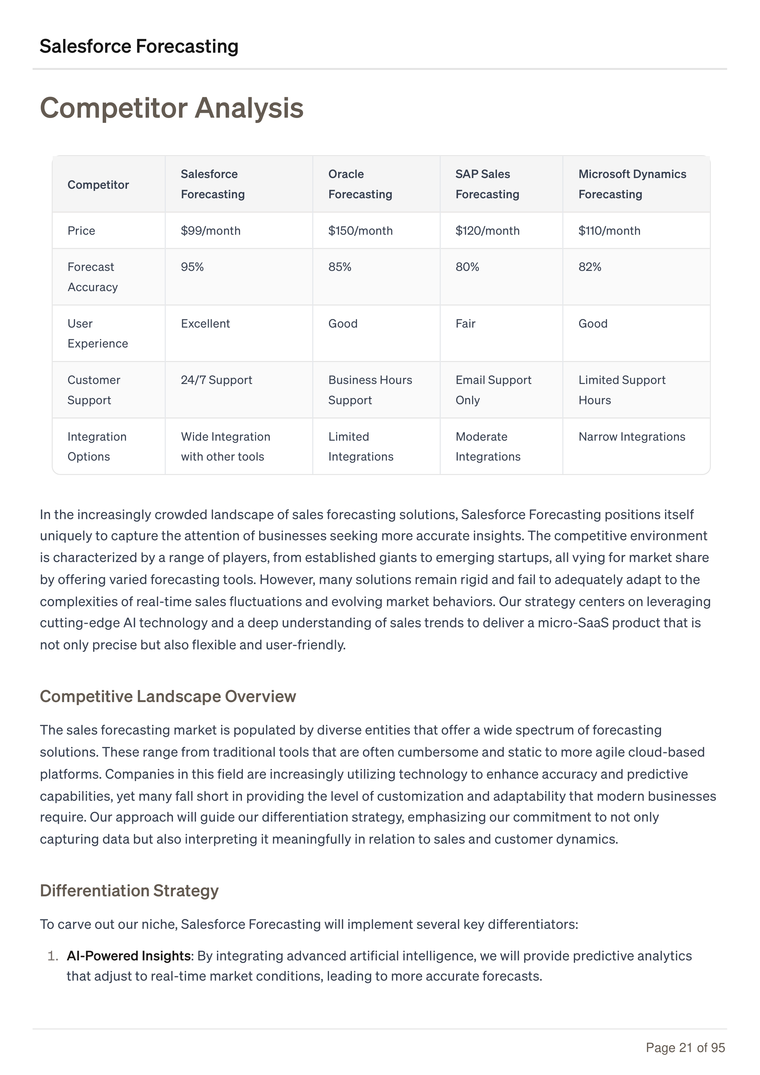 Salesforce Forecasting Business Plan — page 21