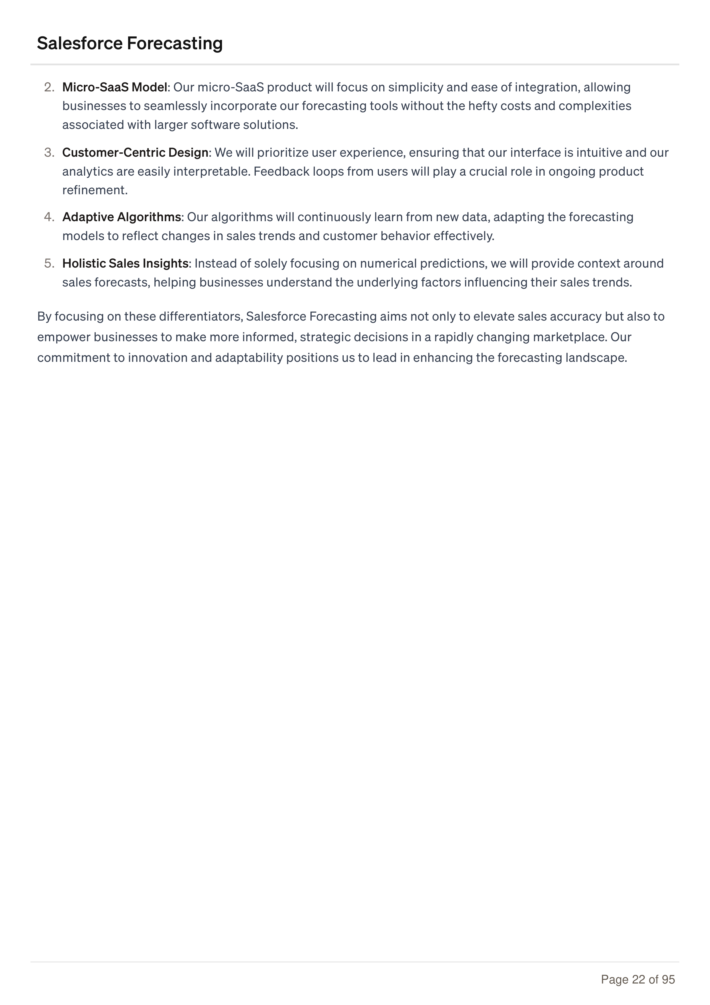 Salesforce Forecasting Business Plan — page 22