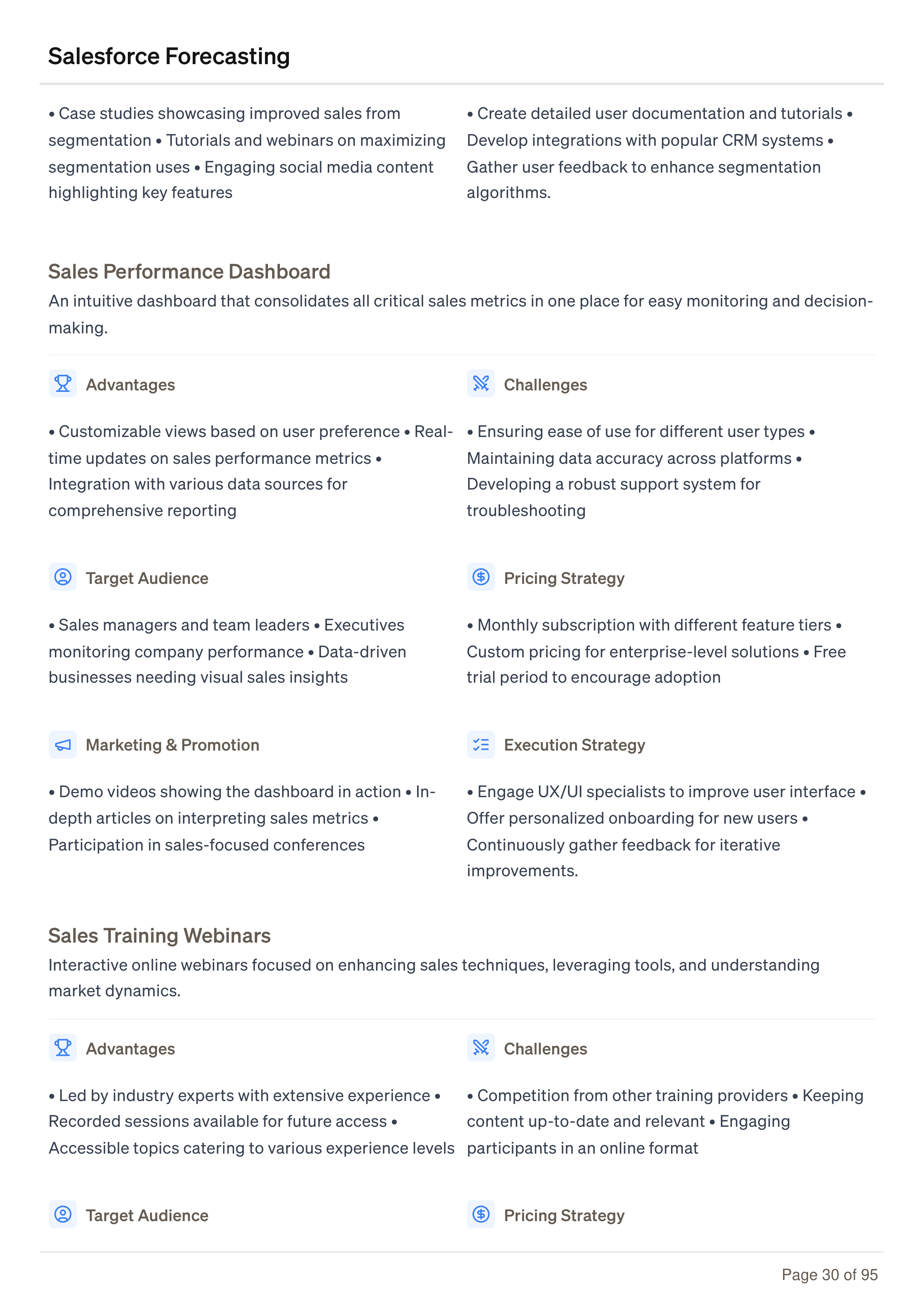 Salesforce Forecasting Business Plan — page 30