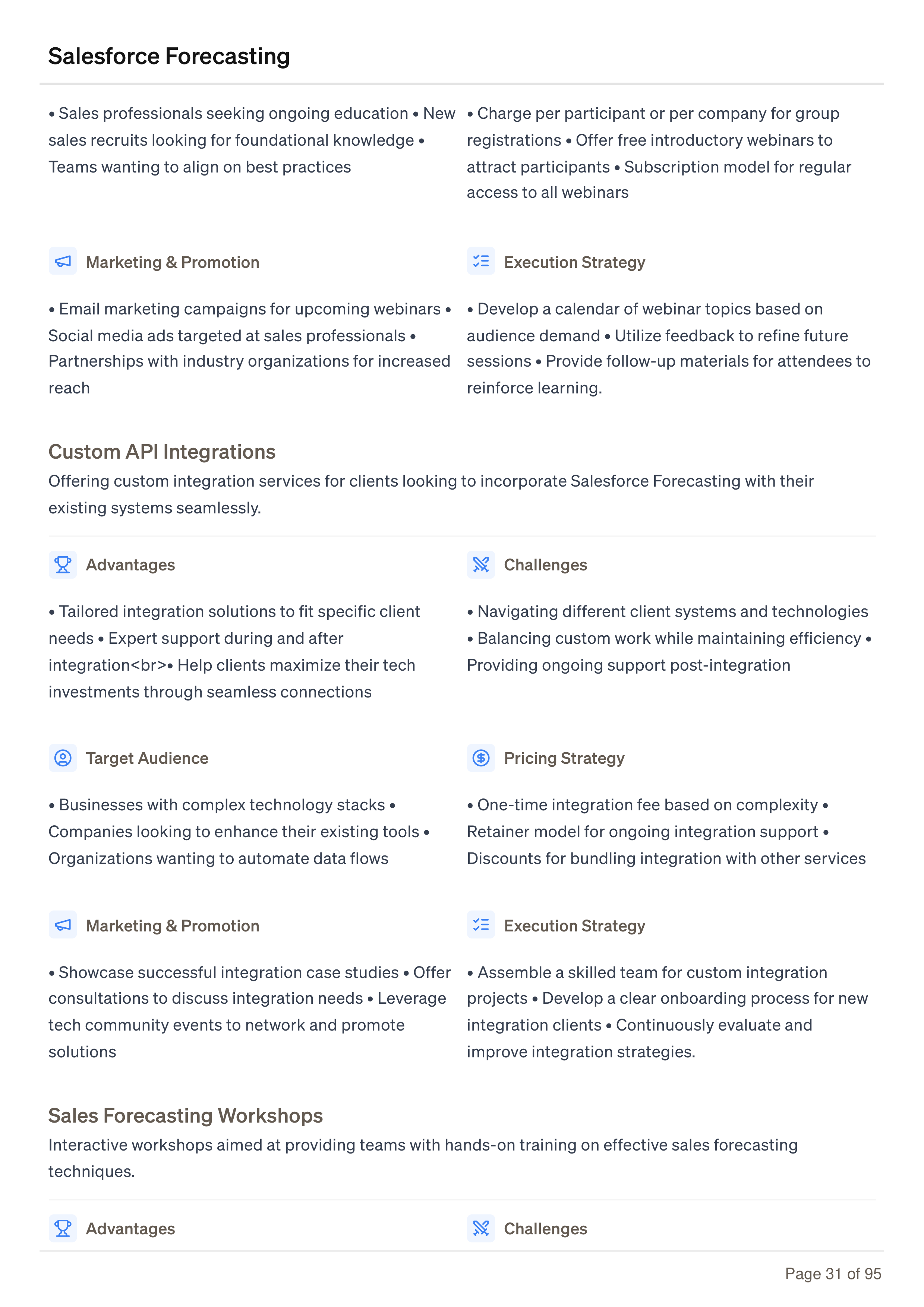 Salesforce Forecasting Business Plan — page 31