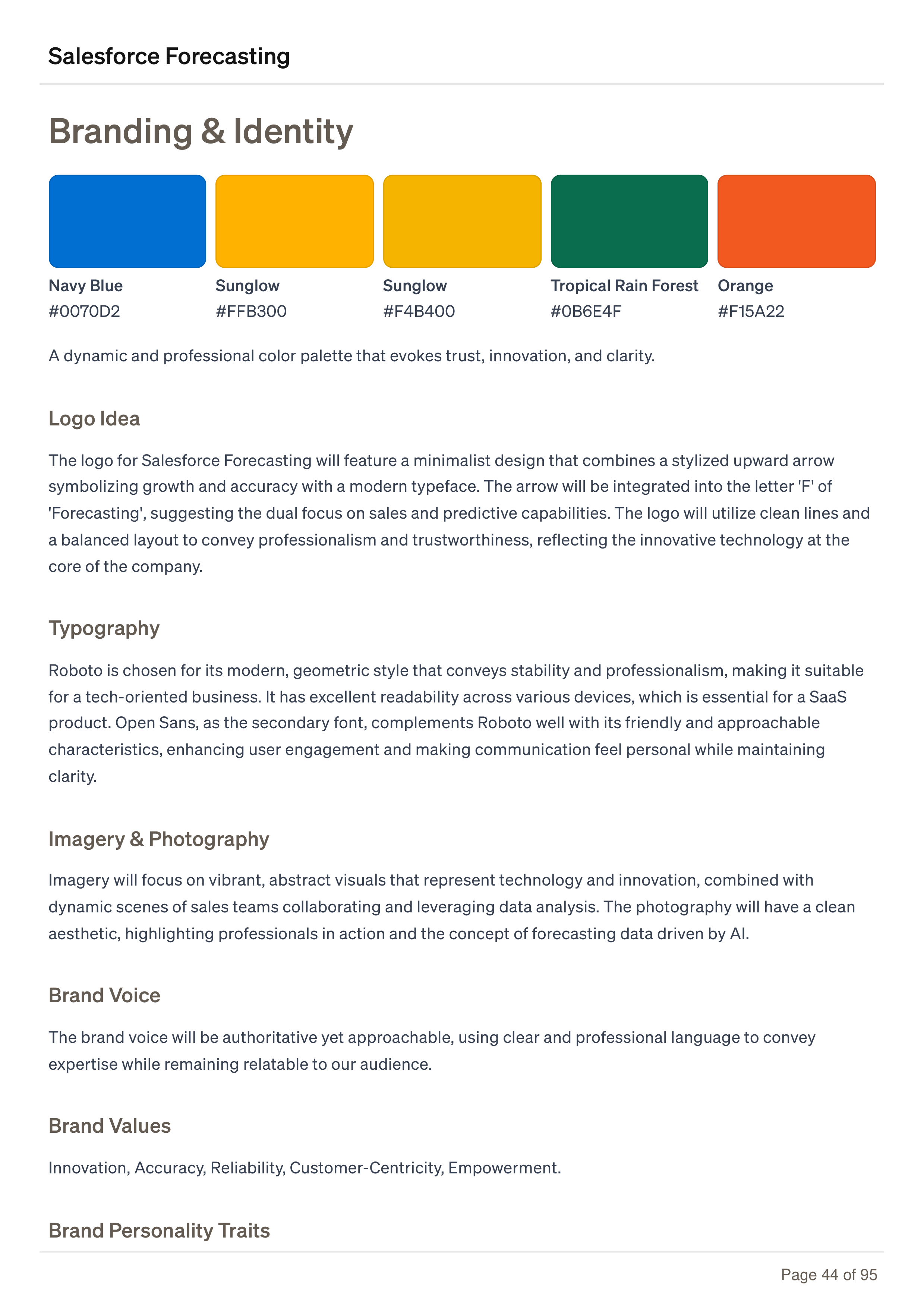 Salesforce Forecasting Business Plan — page 44