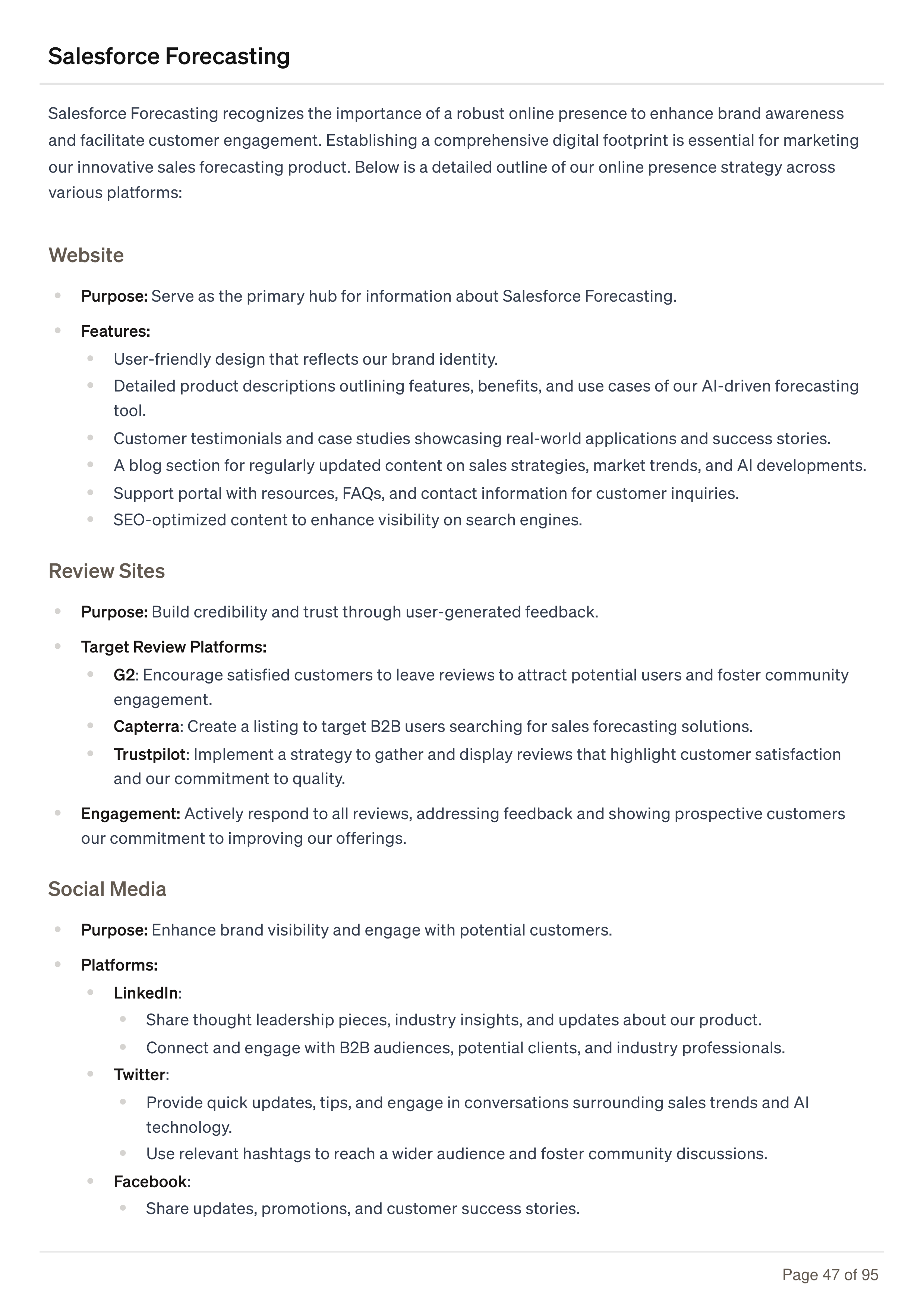 Salesforce Forecasting Business Plan — page 47