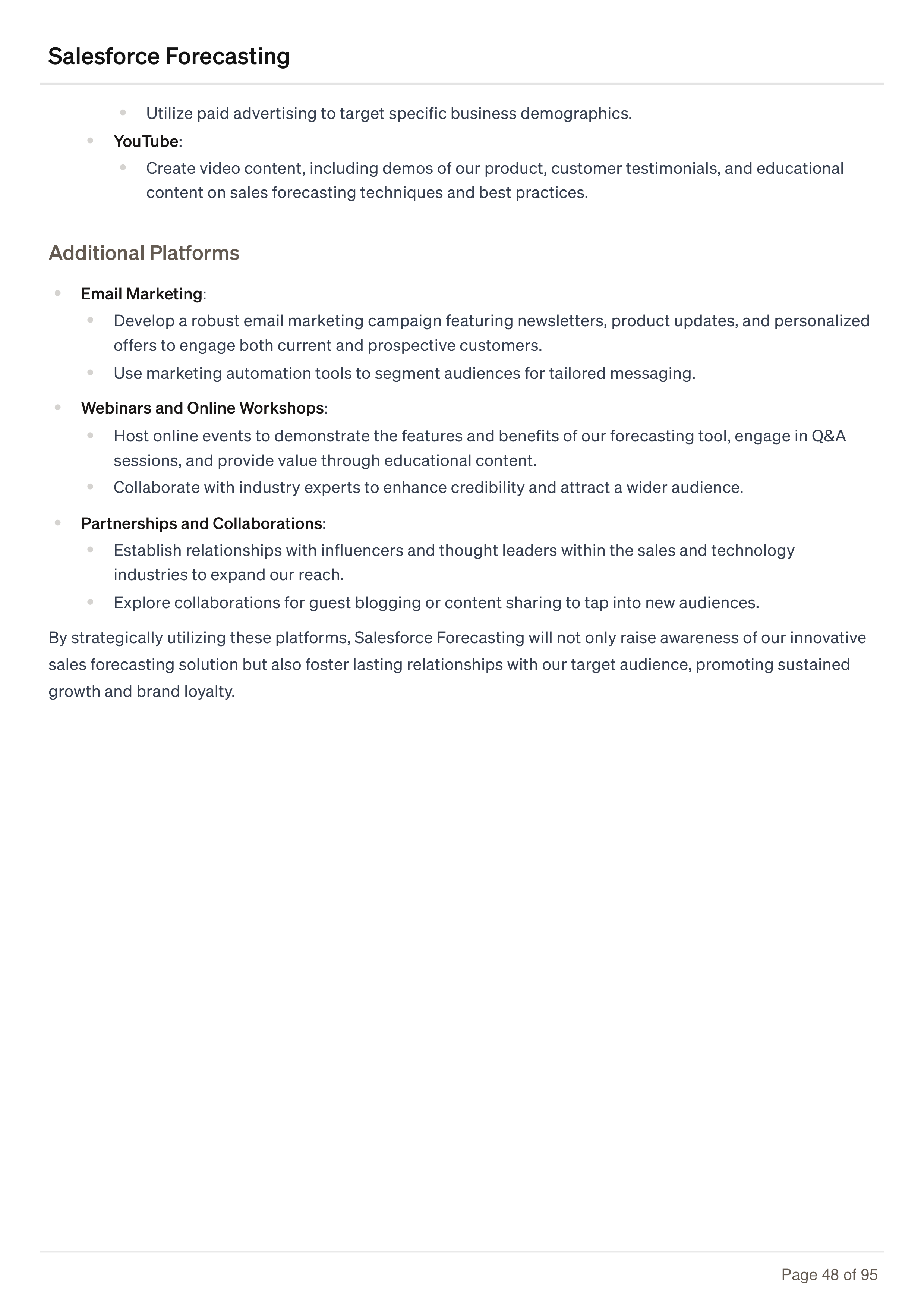 Salesforce Forecasting Business Plan — page 48