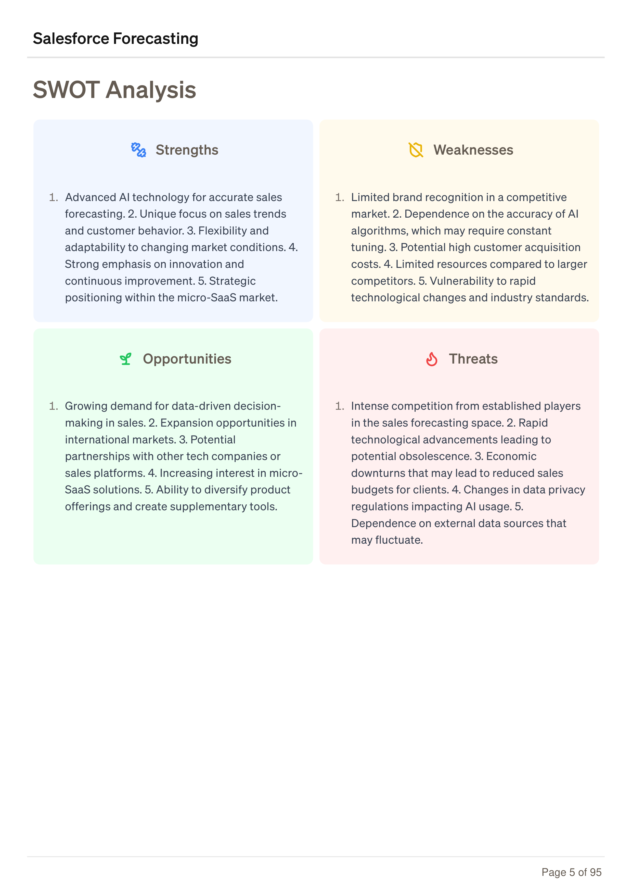 Salesforce Forecasting Business Plan — page 5