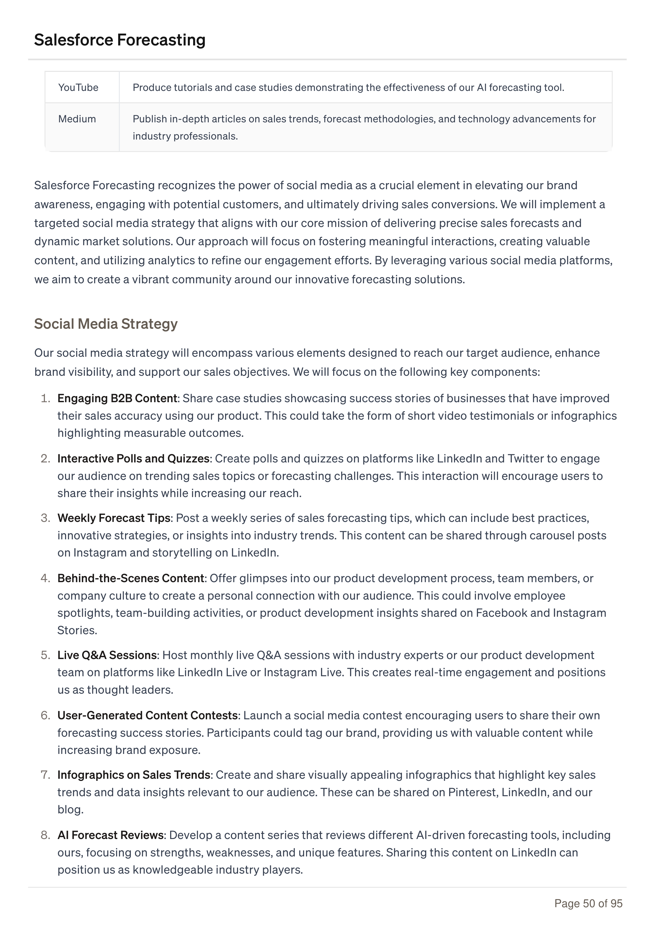Salesforce Forecasting Business Plan — page 50