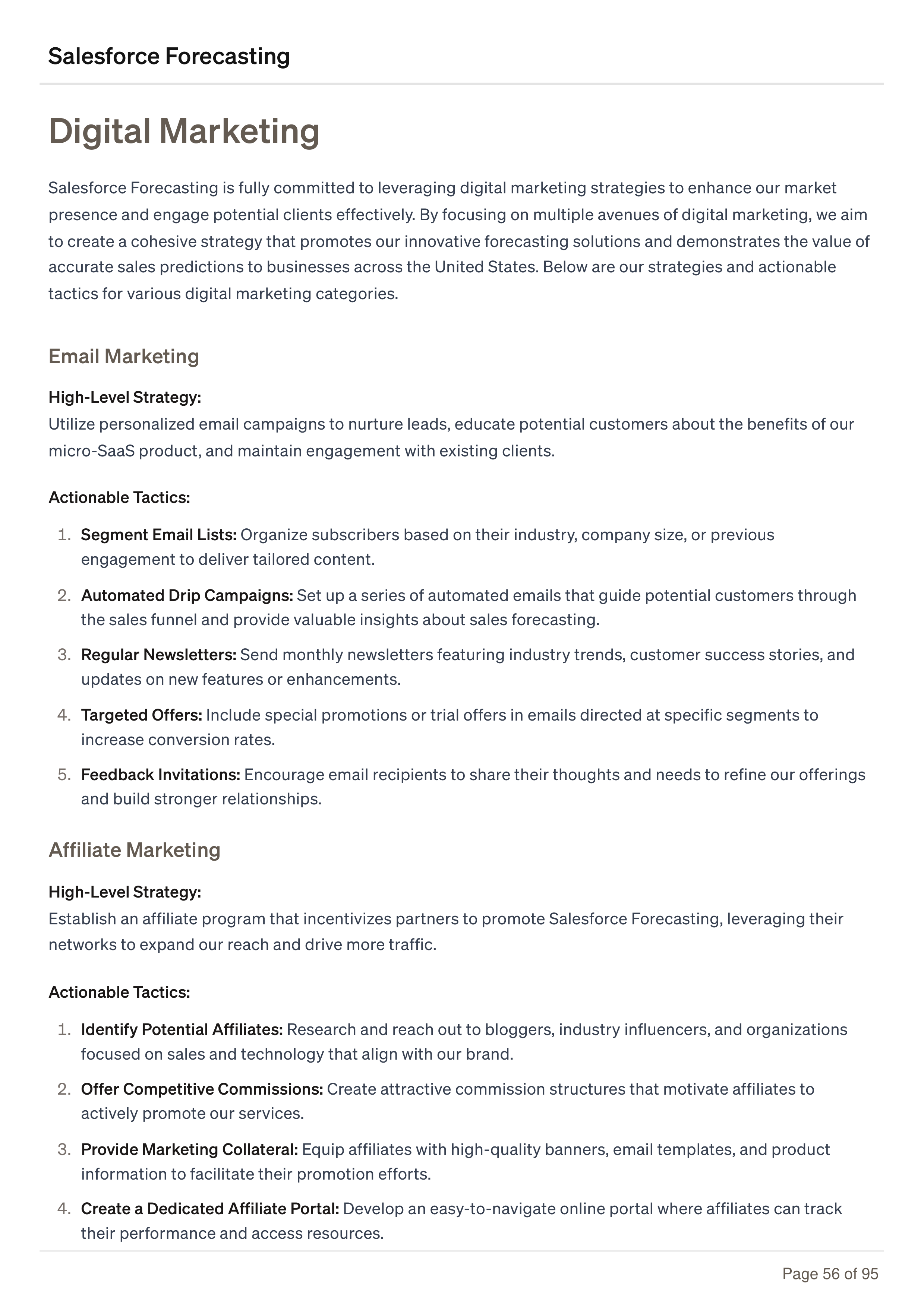 Salesforce Forecasting Business Plan — page 56