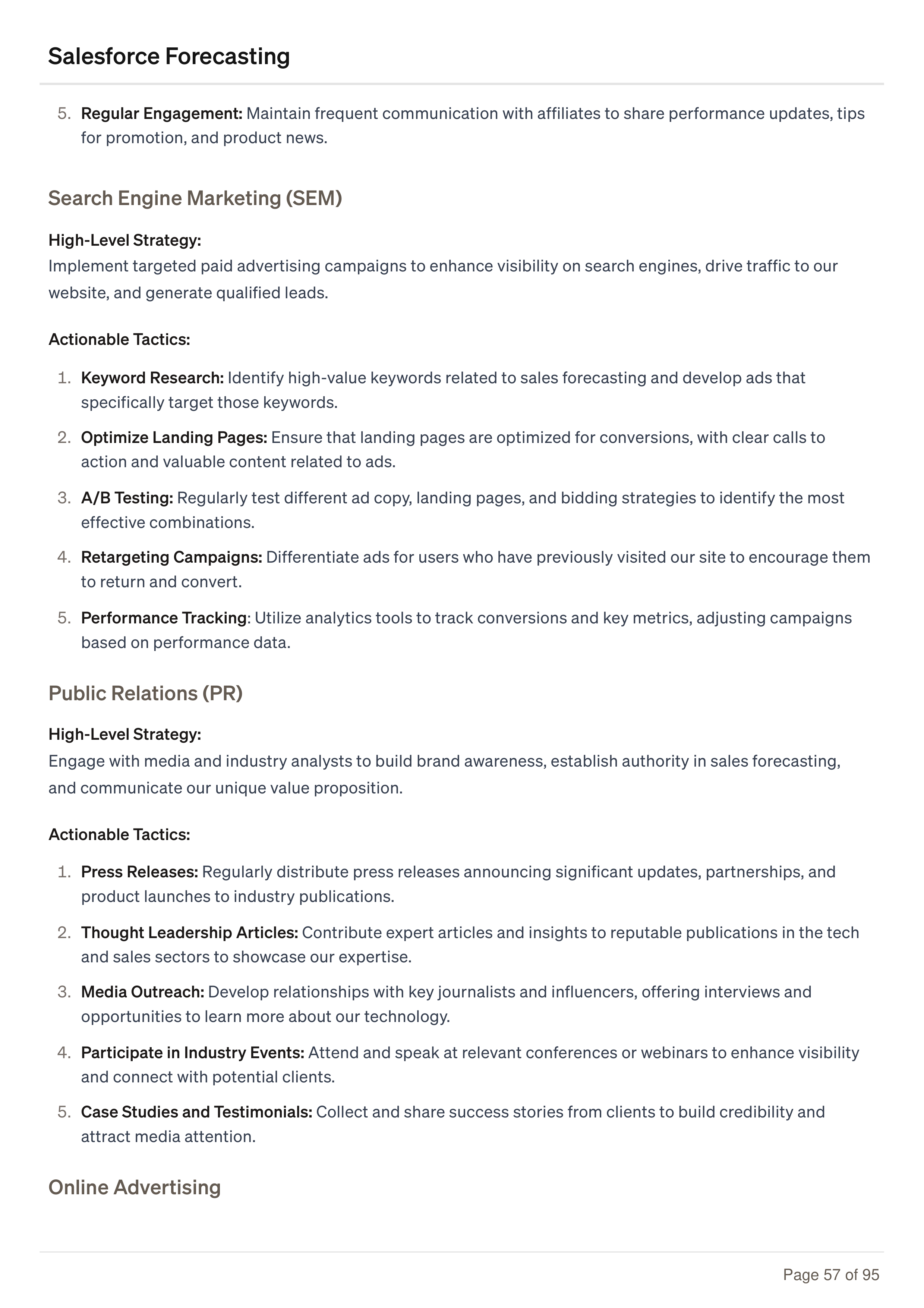 Salesforce Forecasting Business Plan — page 57