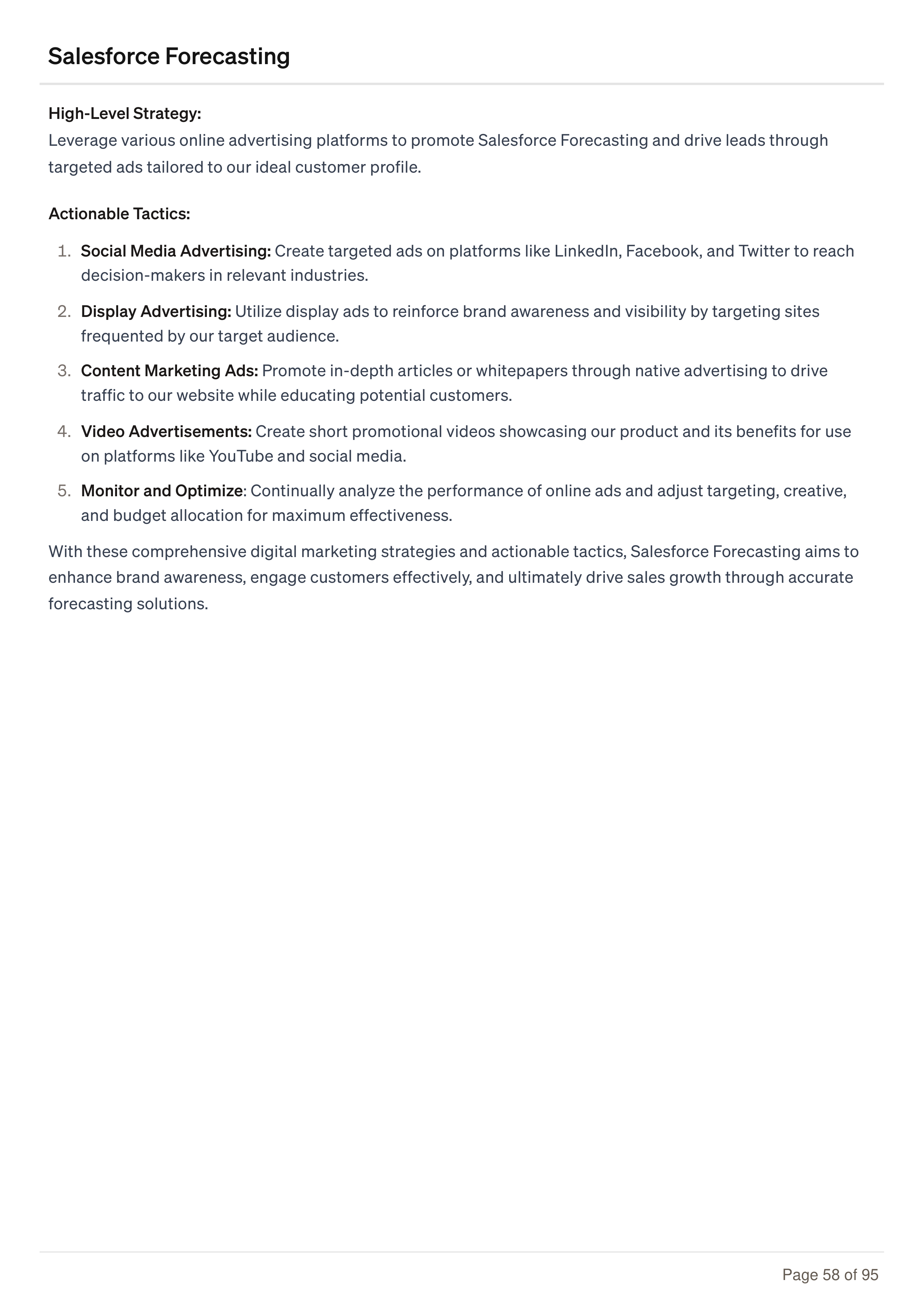 Salesforce Forecasting Business Plan — page 58