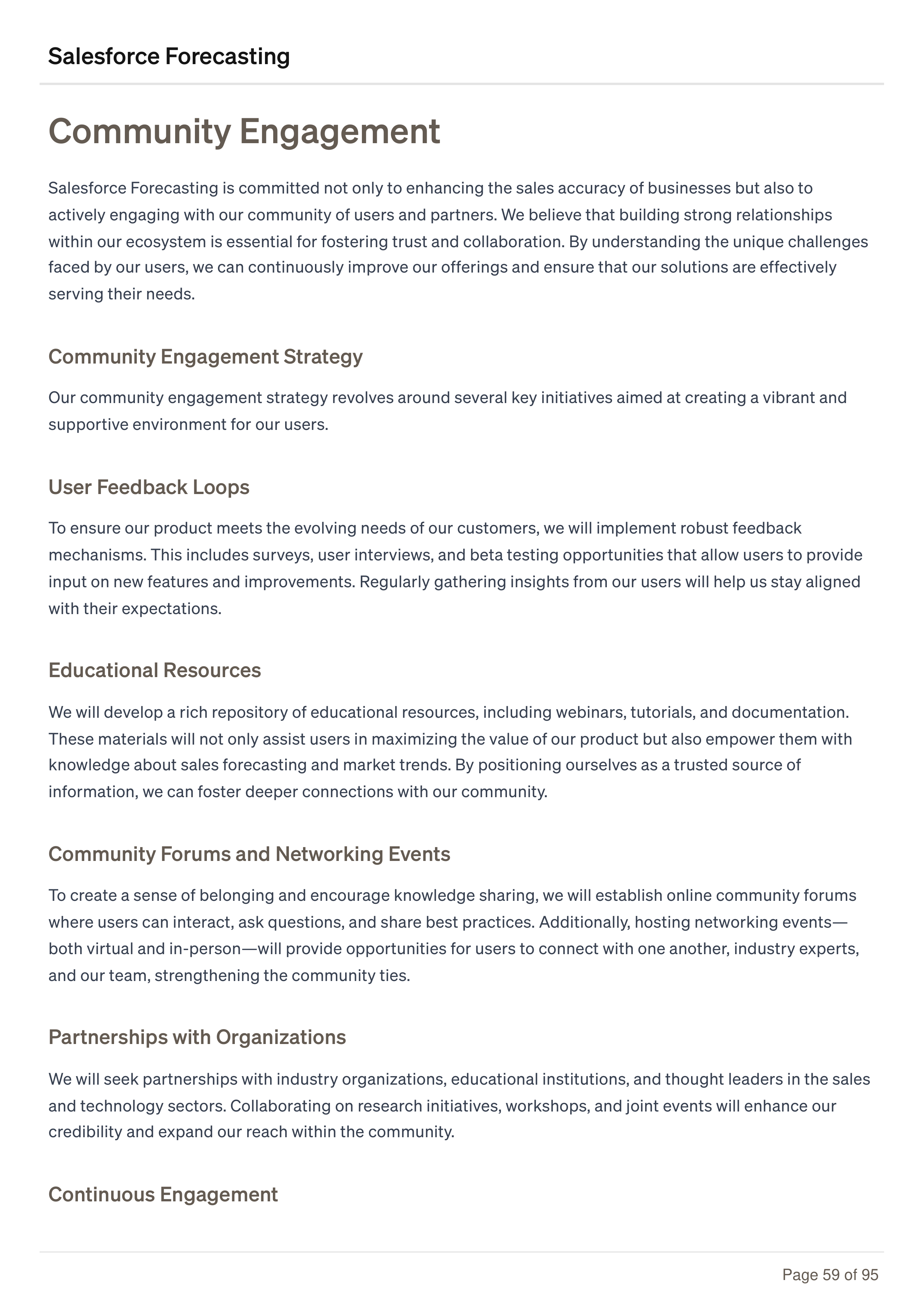 Salesforce Forecasting Business Plan — page 59
