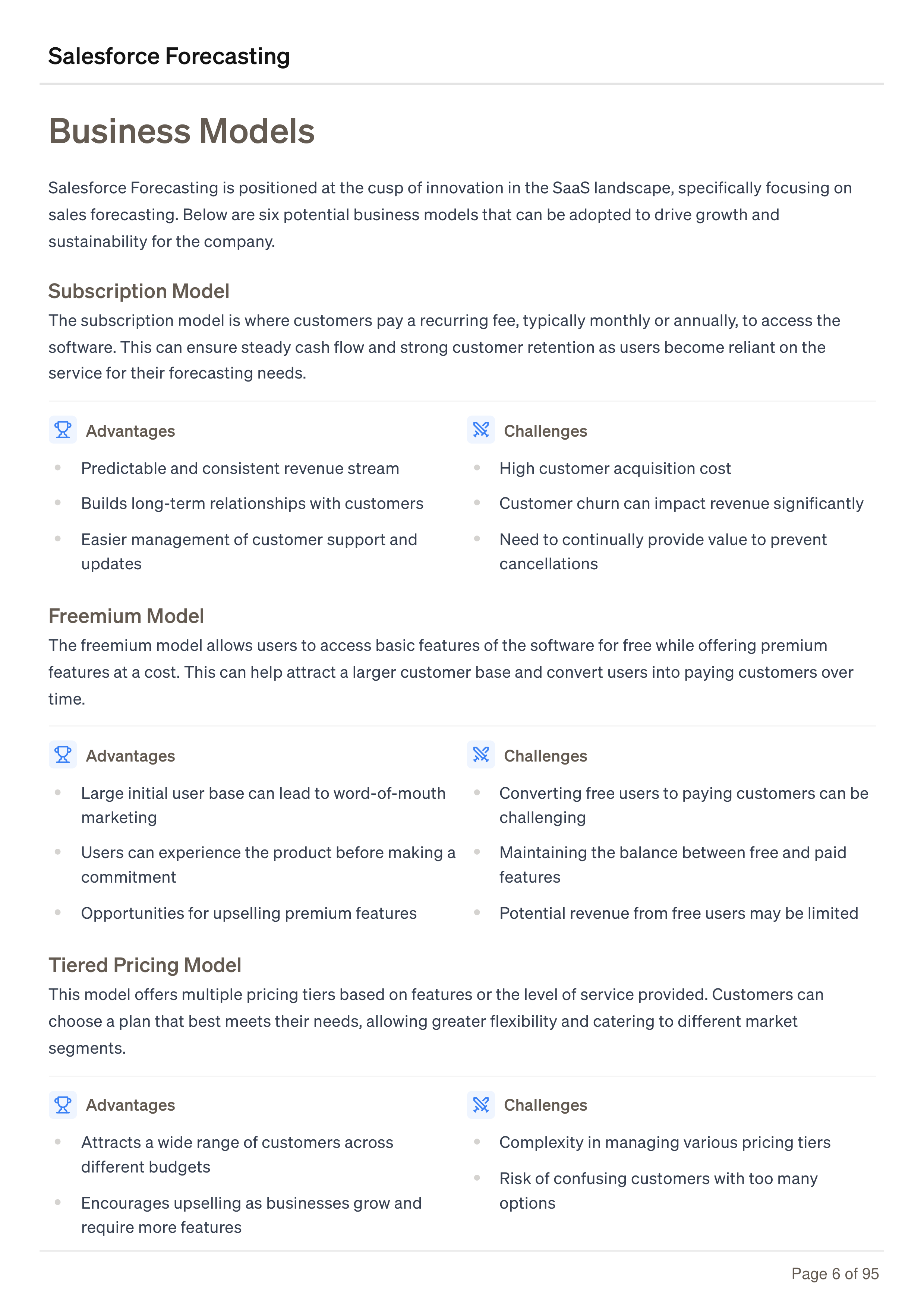 Salesforce Forecasting Business Plan — page 6