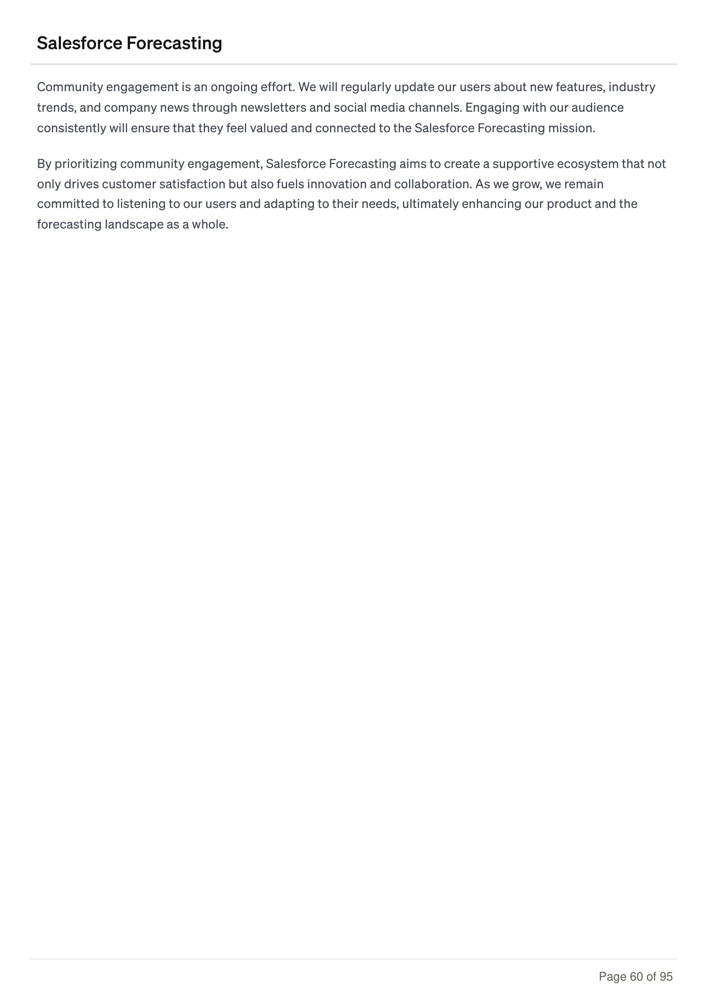 Salesforce Forecasting Business Plan — page 60