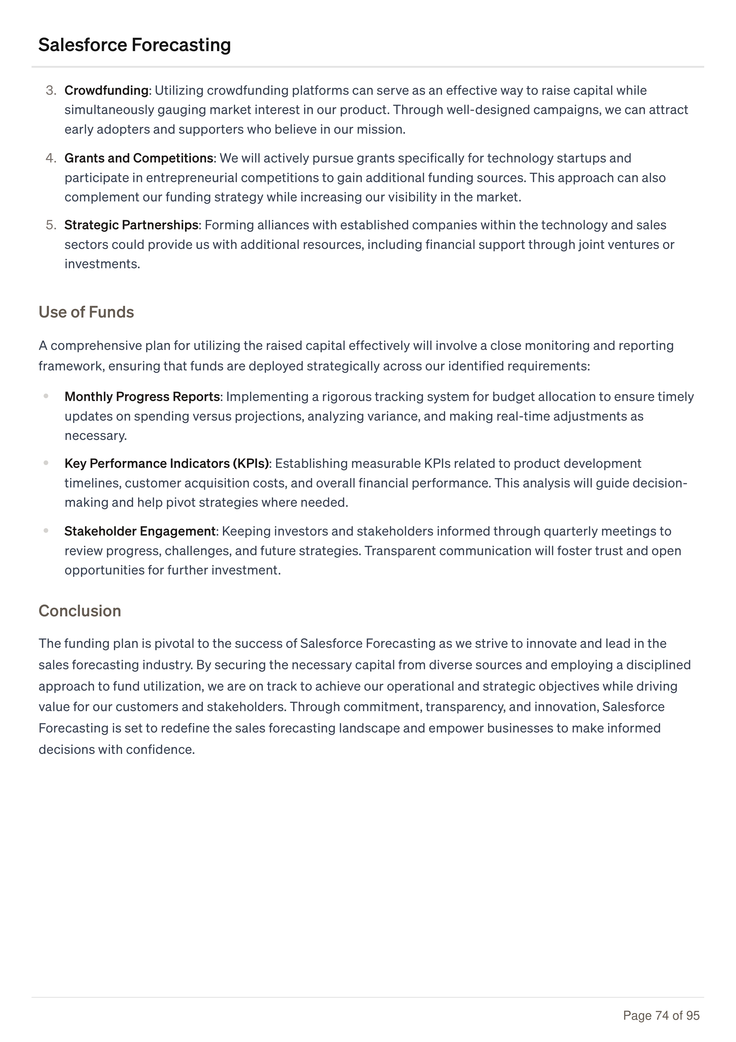 Salesforce Forecasting Business Plan — page 74