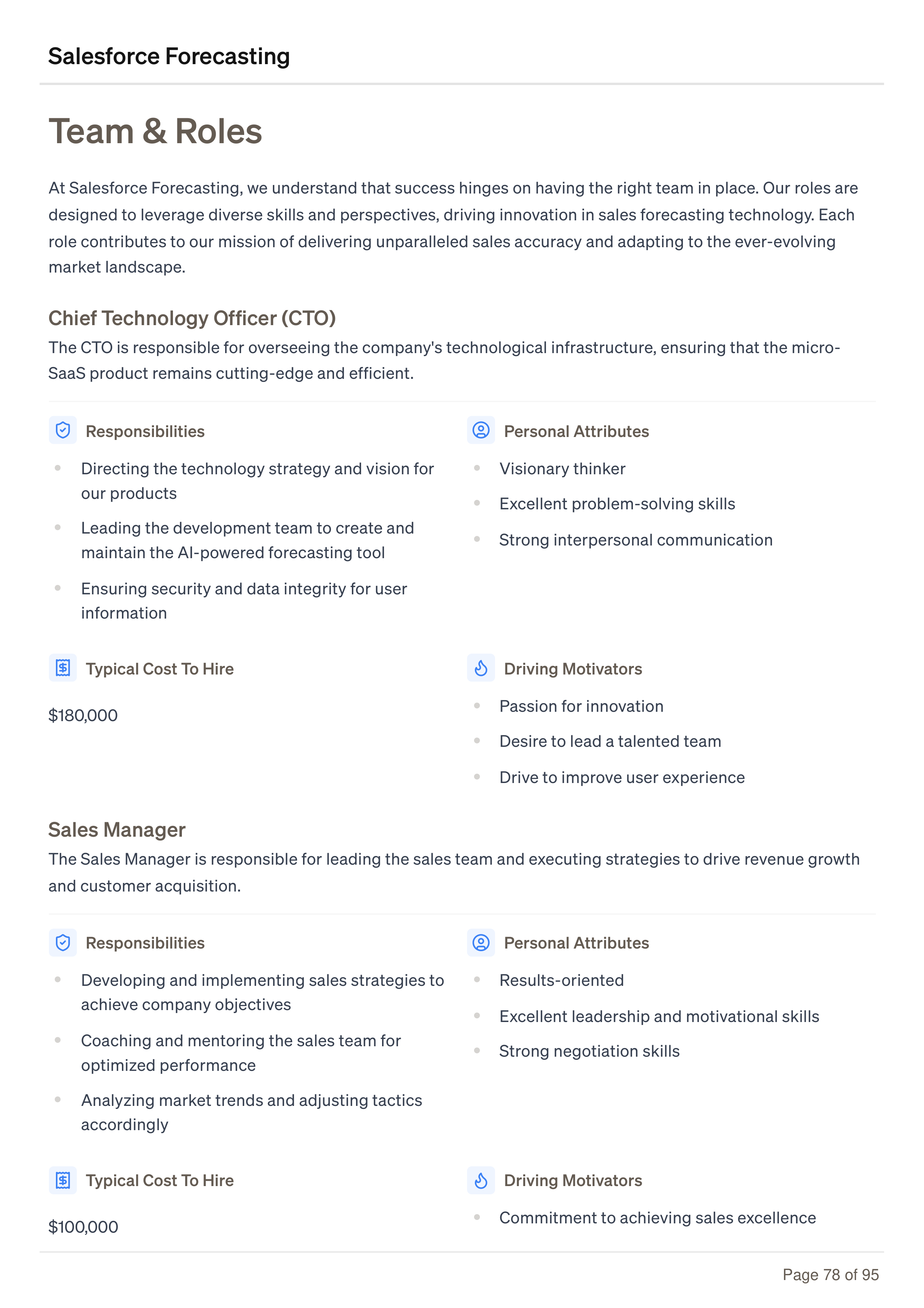 Salesforce Forecasting Business Plan — page 78