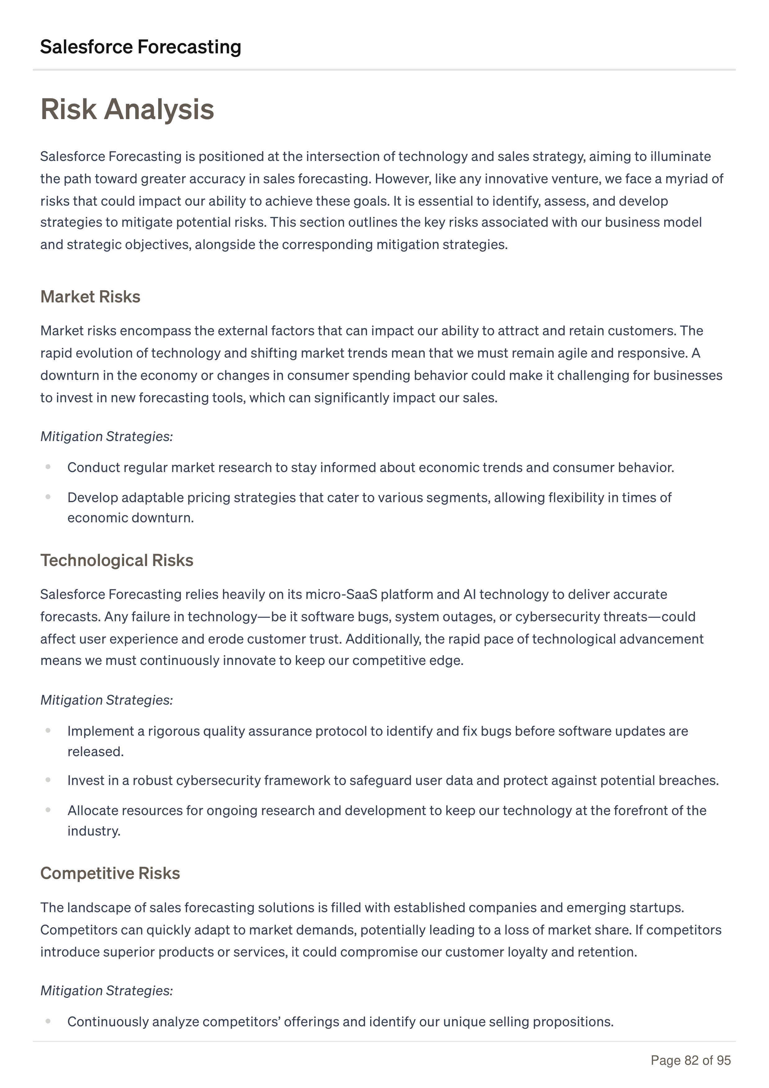 Salesforce Forecasting Business Plan — page 82