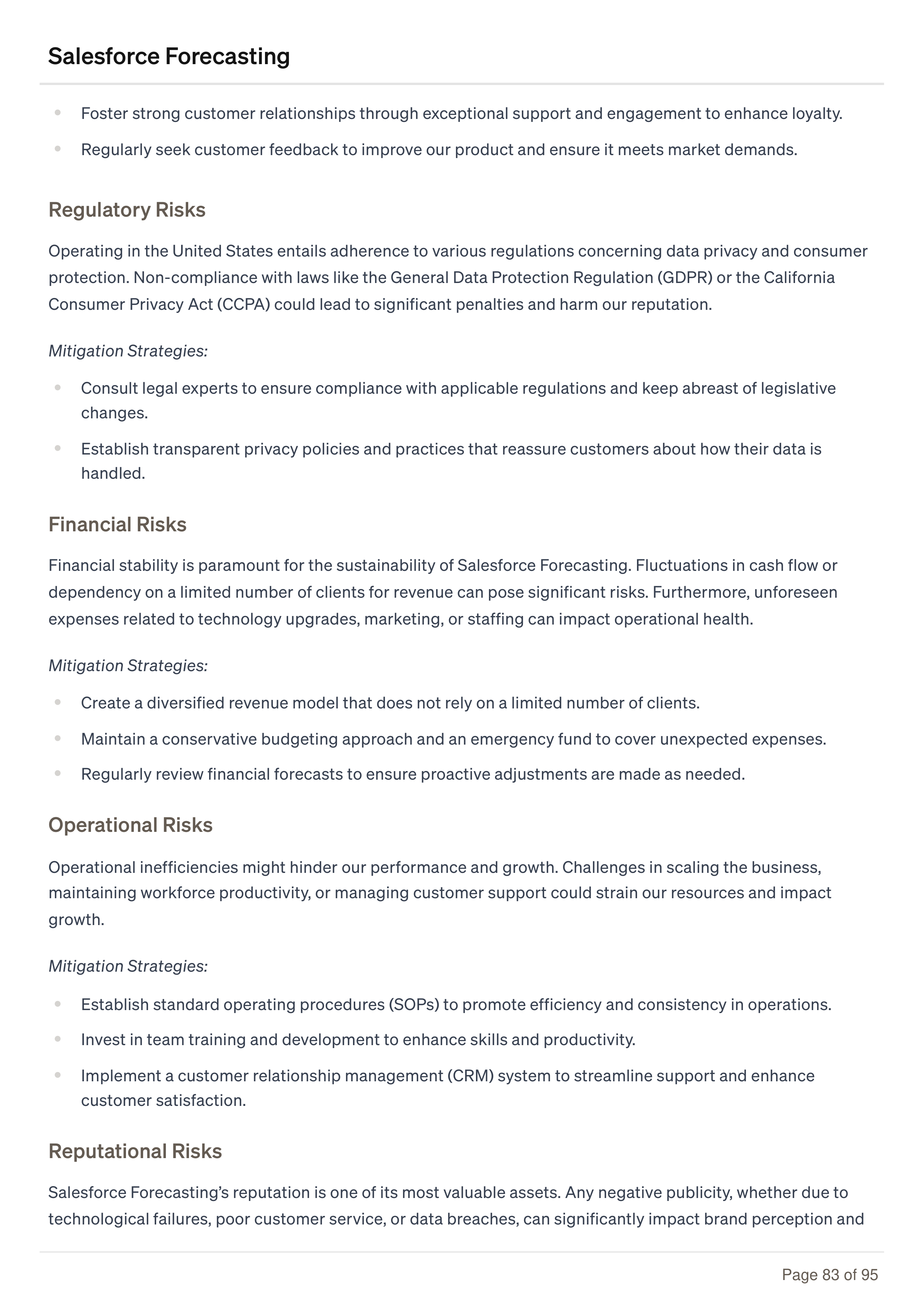 Salesforce Forecasting Business Plan — page 83