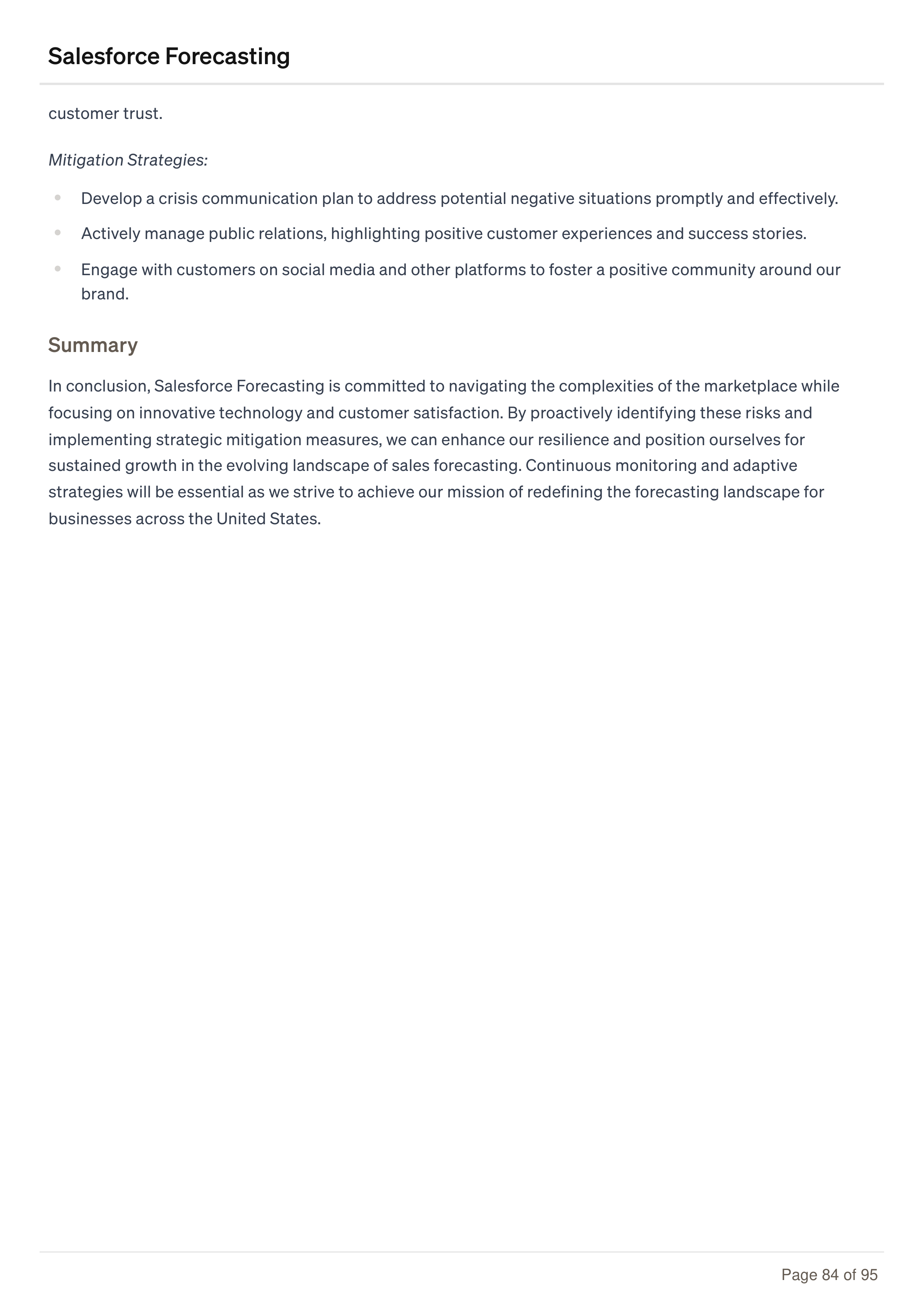 Salesforce Forecasting Business Plan — page 84